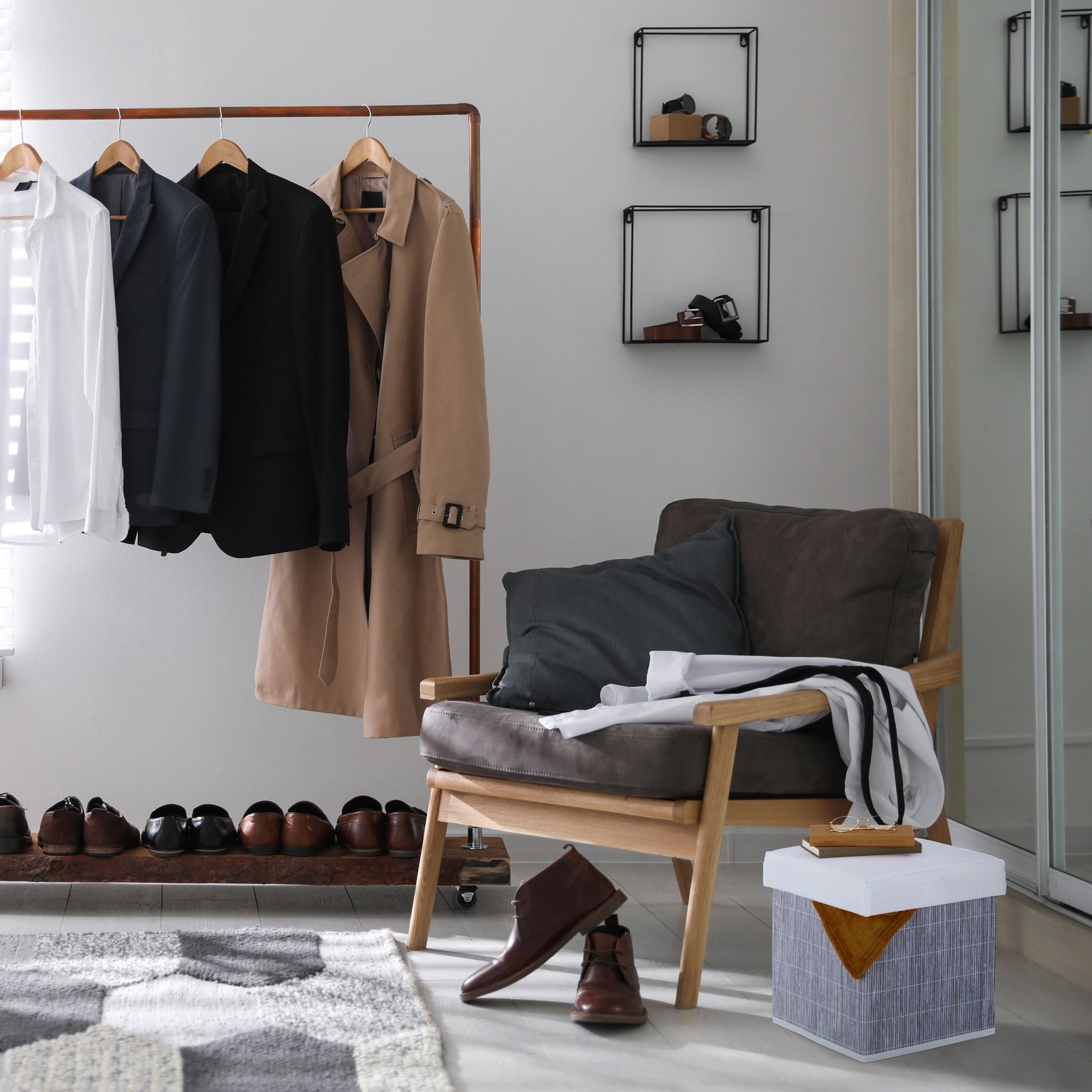 Sitzhocker mit Stauraum Weiss-Grau von Relaxdays