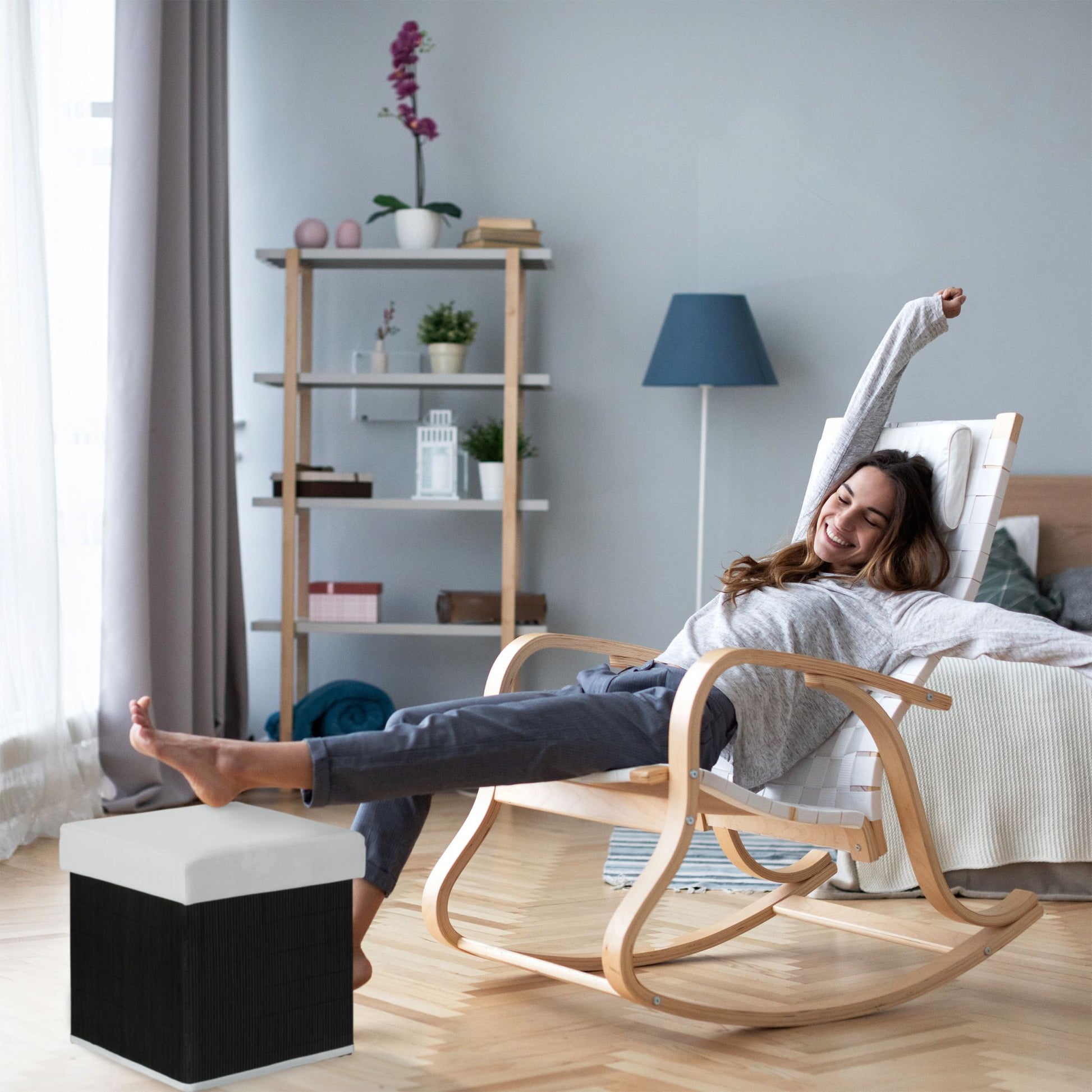 Sitzhocker mit Stauraum Weiss-Schwarz von Relaxdays