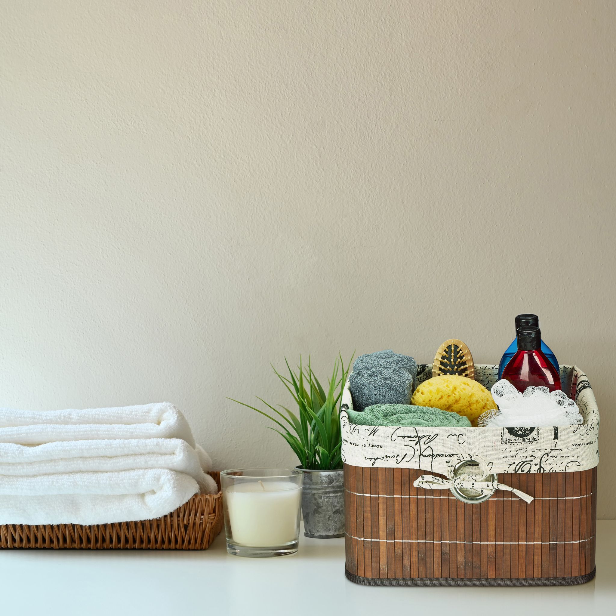 Aufbewahrungskorb Bambus Braun-Creme-Schwarz von Relaxdays