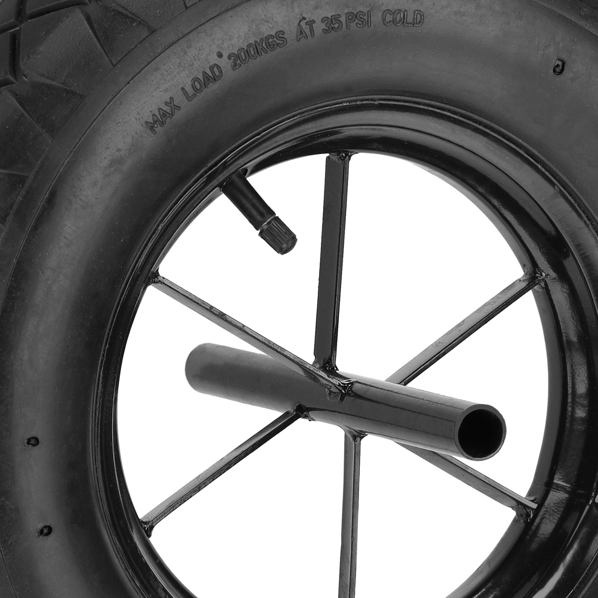 Schubkarrenrad 4.80 4.00-8 mit Achse Schwarz von Relaxdays