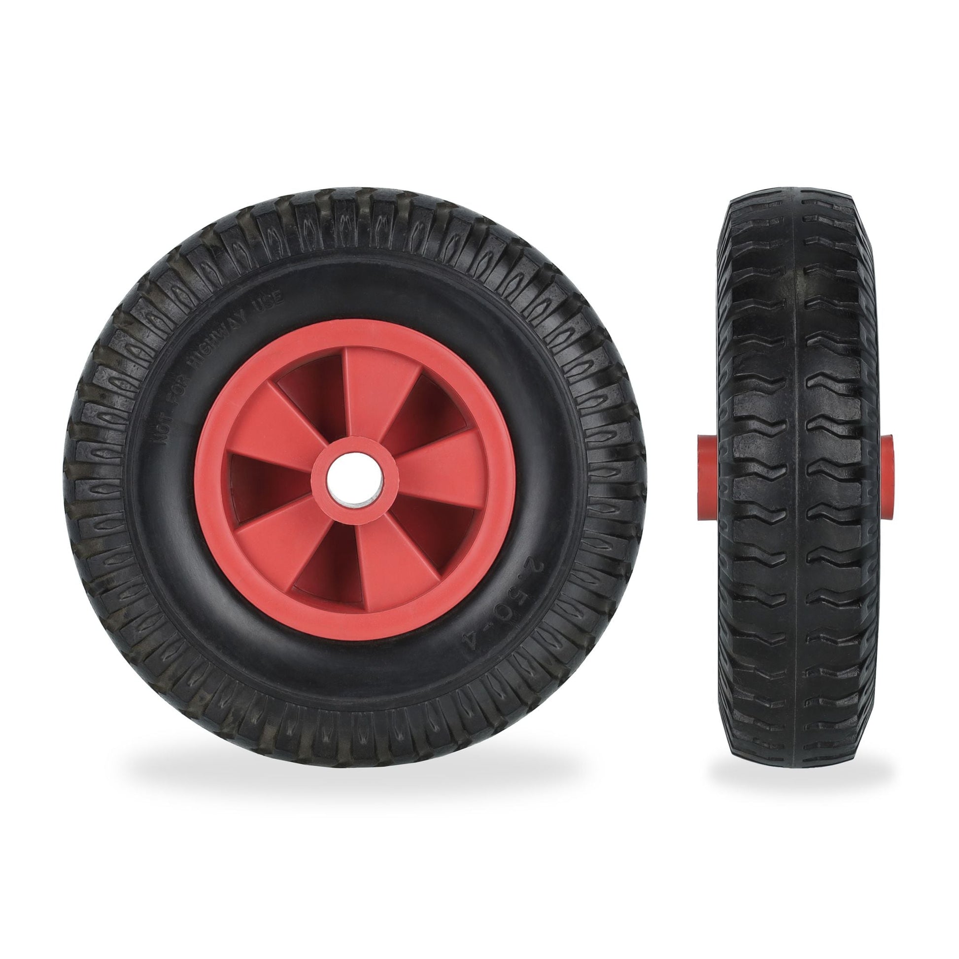 Schubkarrenrad 2.50-4 2er-Set Rot-Schwarz von Relaxdays