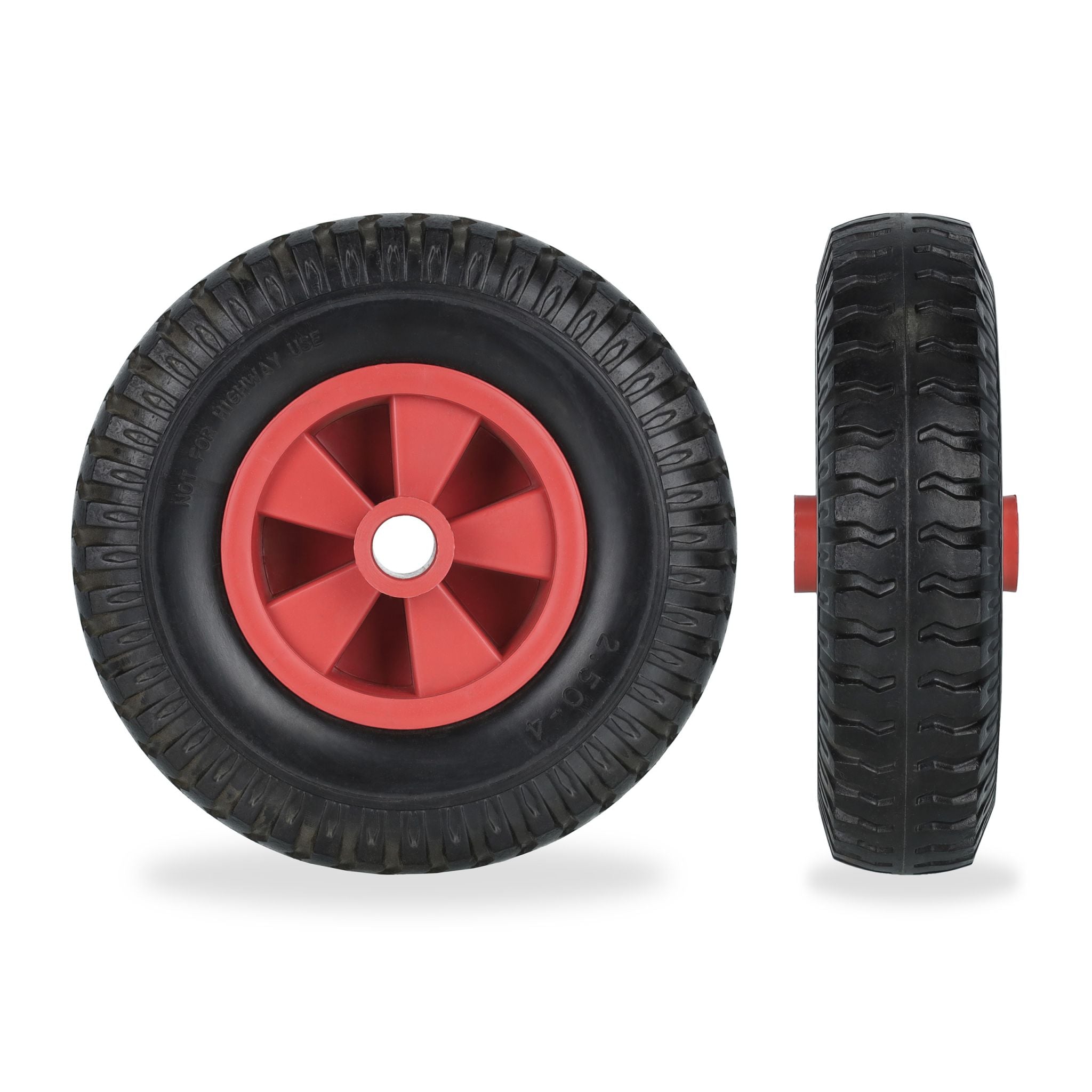 Schubkarrenrad 2.50-4 2er-Set Rot-Schwarz von Relaxdays