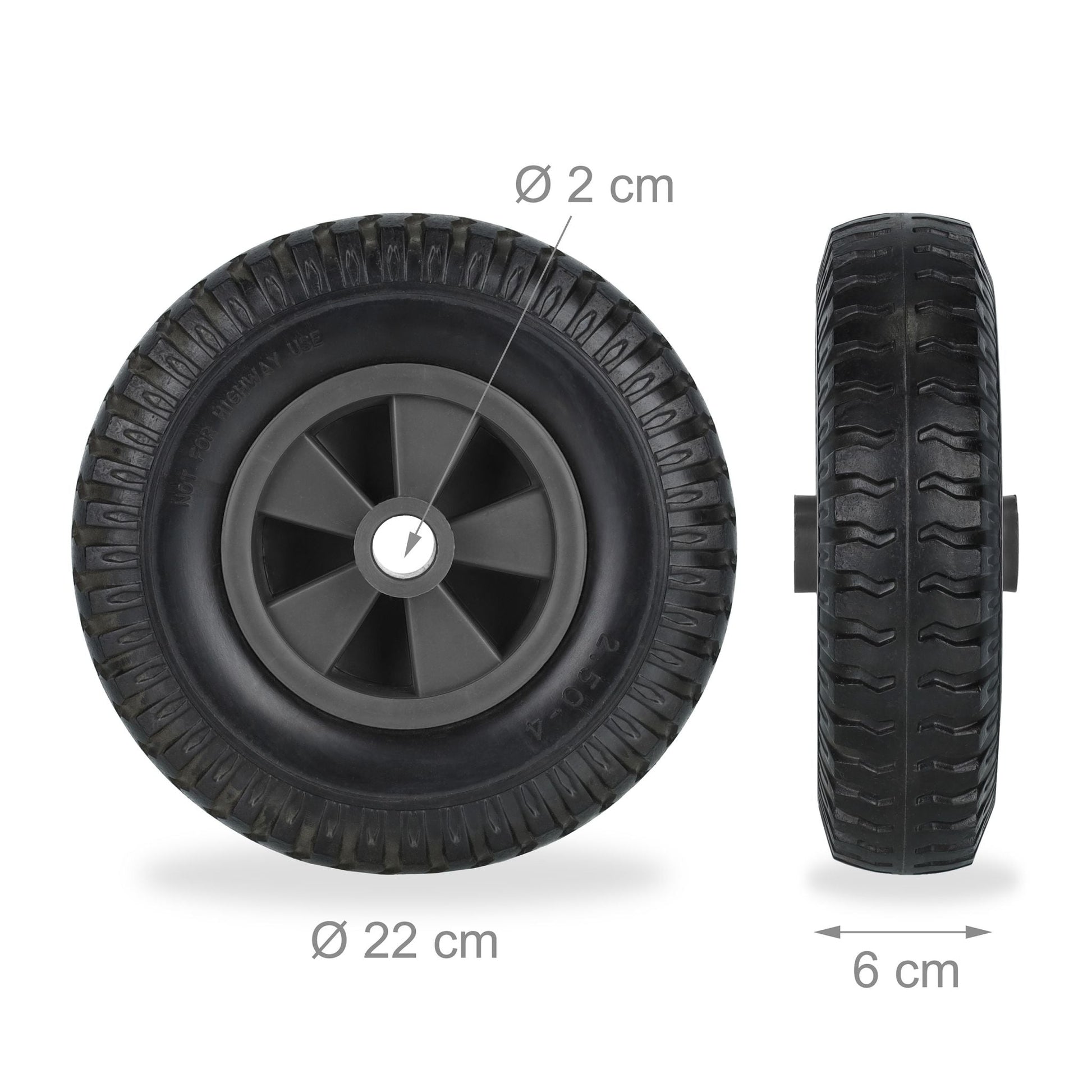 Schubkarrenrad 2.50-4 2er-Set Schwarz von Relaxdays