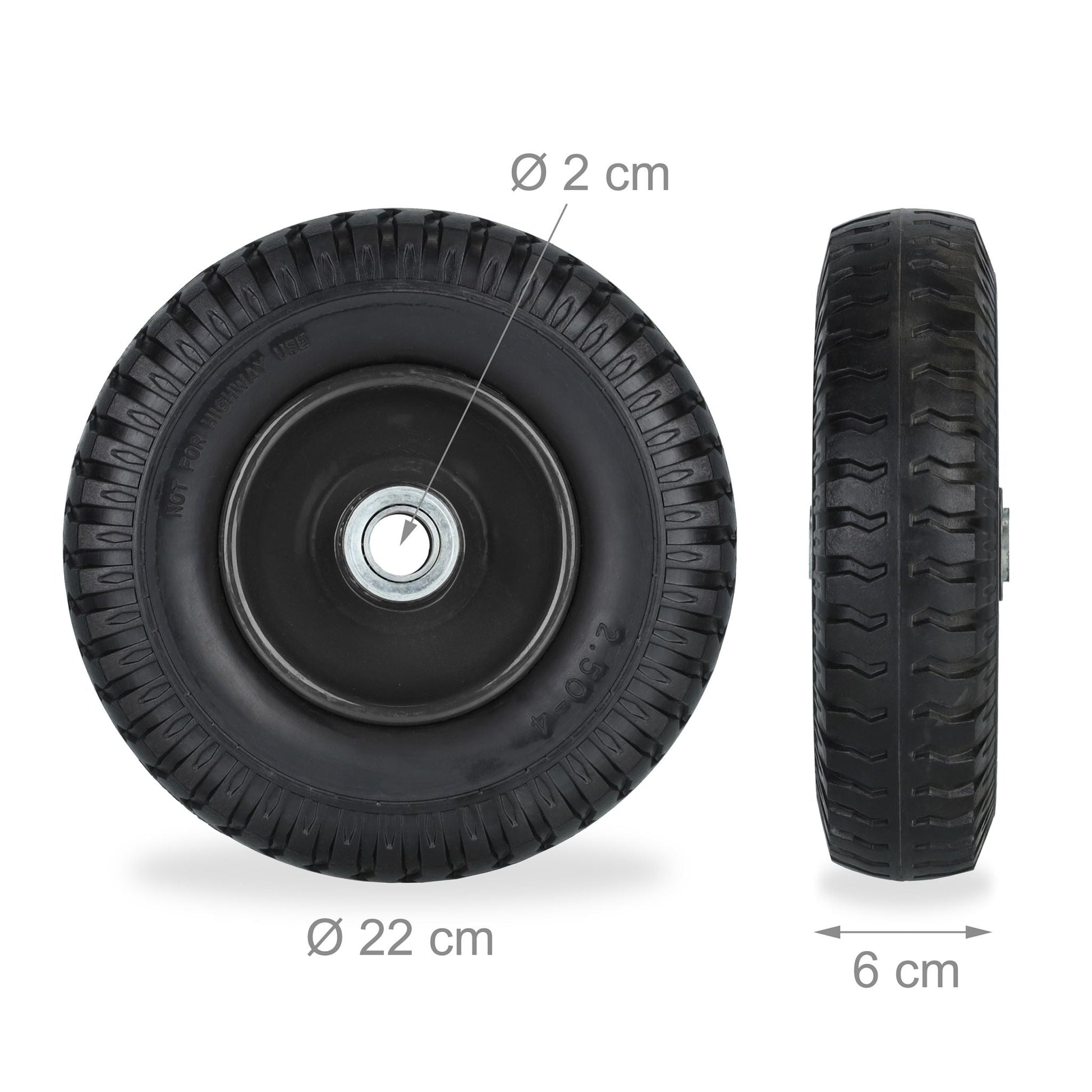 Schubkarrenrad 2.50-4 2er-Set Schwarz von Relaxdays