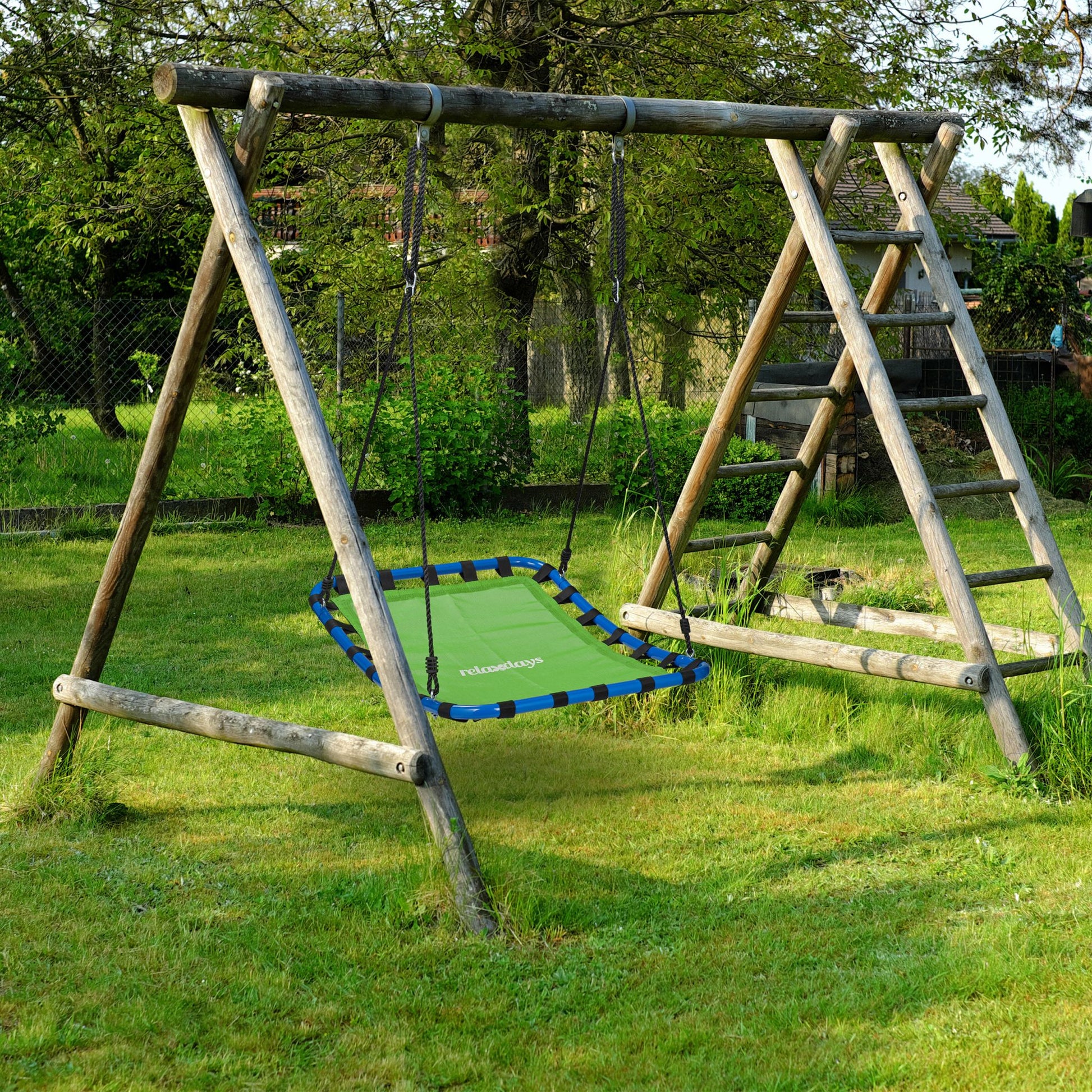Eckige Nestschaukel in Grün Blau-Grün-Schwarz von Relaxdays