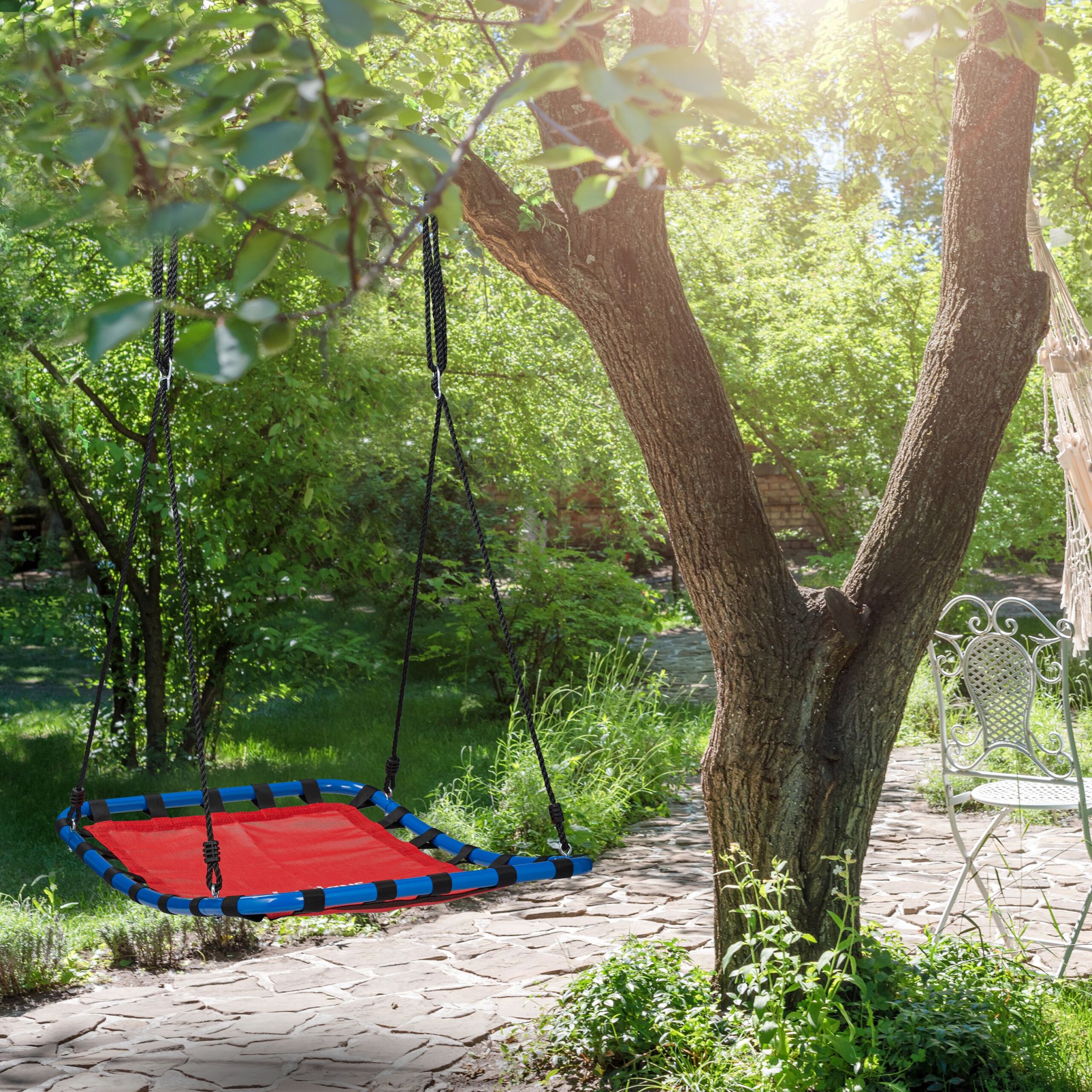 Eckige Nestschaukel in Rot Blau-Rot-Schwarz von Relaxdays