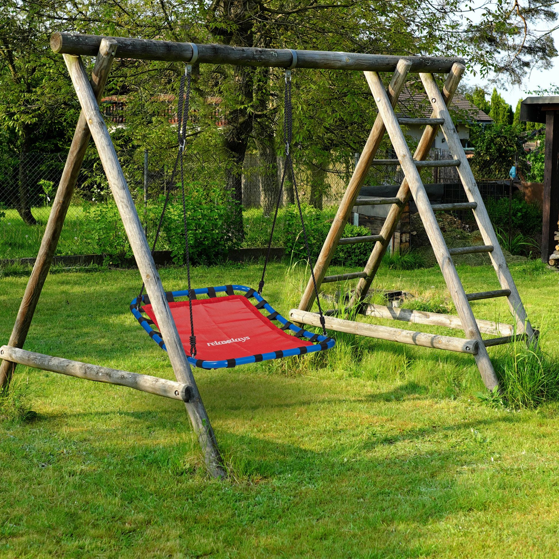 Eckige Nestschaukel in Rot Blau-Rot-Schwarz von Relaxdays
