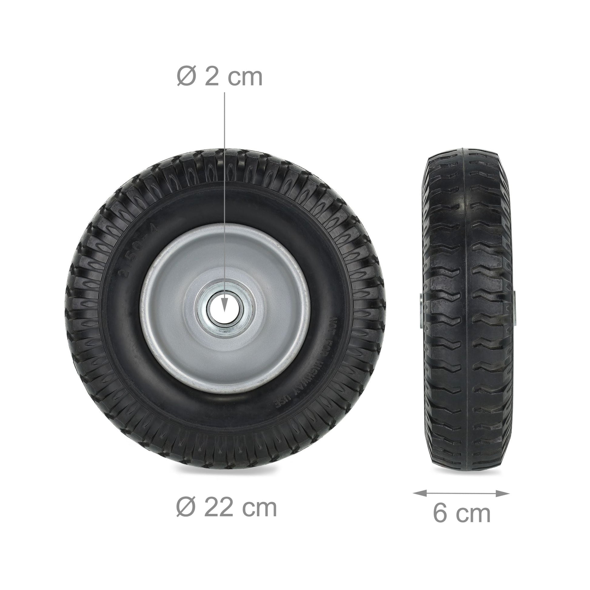 Schubkarrenrad 2.50-4 2er-Set Schwarz-Grau von Relaxdays