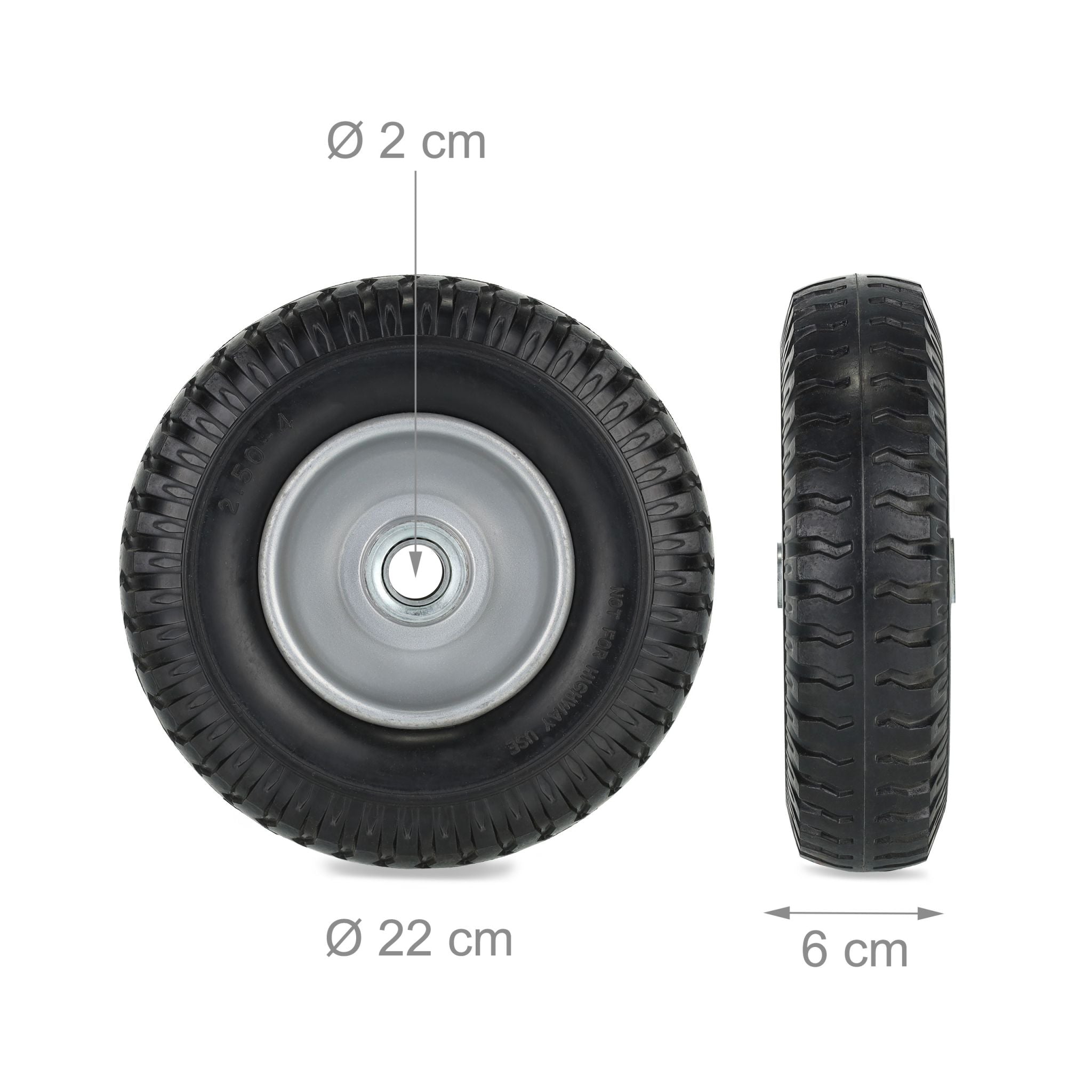 Schubkarrenrad 2.50-4 2er-Set Schwarz-Grau von Relaxdays