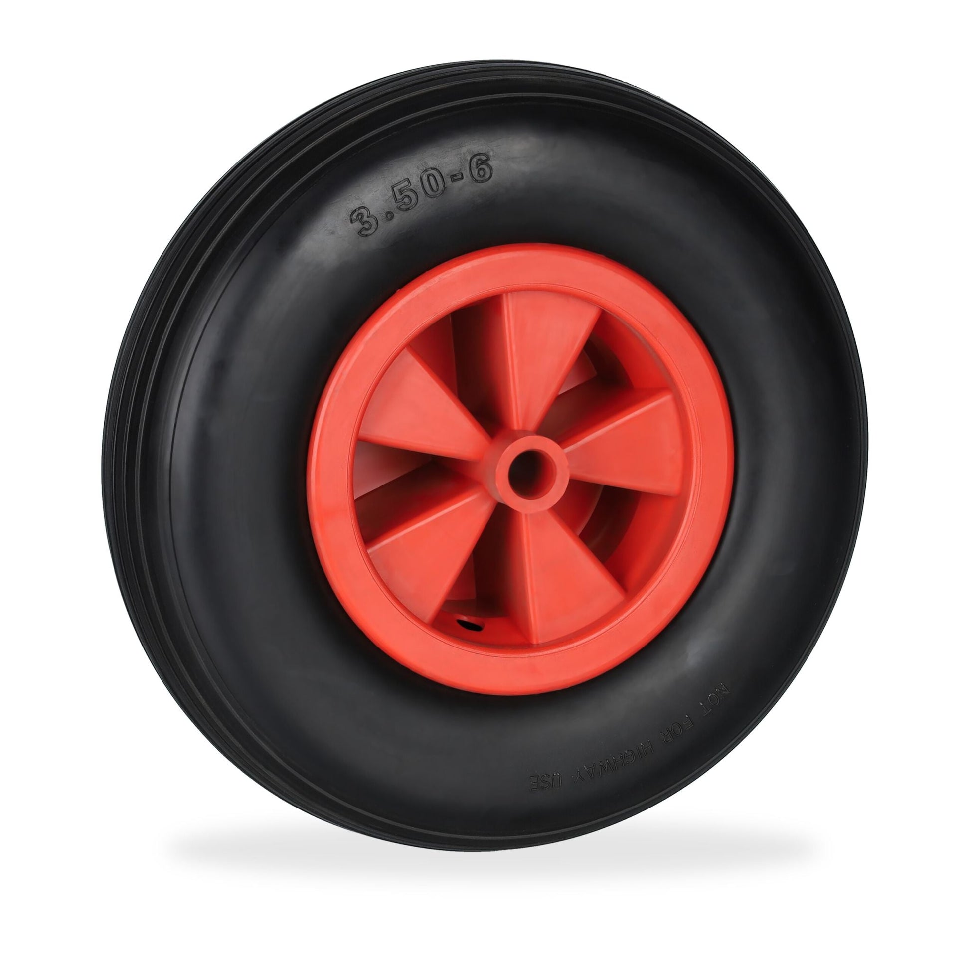 Schubkarrenrad 3.50-6 in Schwarz/Rot Rot-Schwarz von Relaxdays