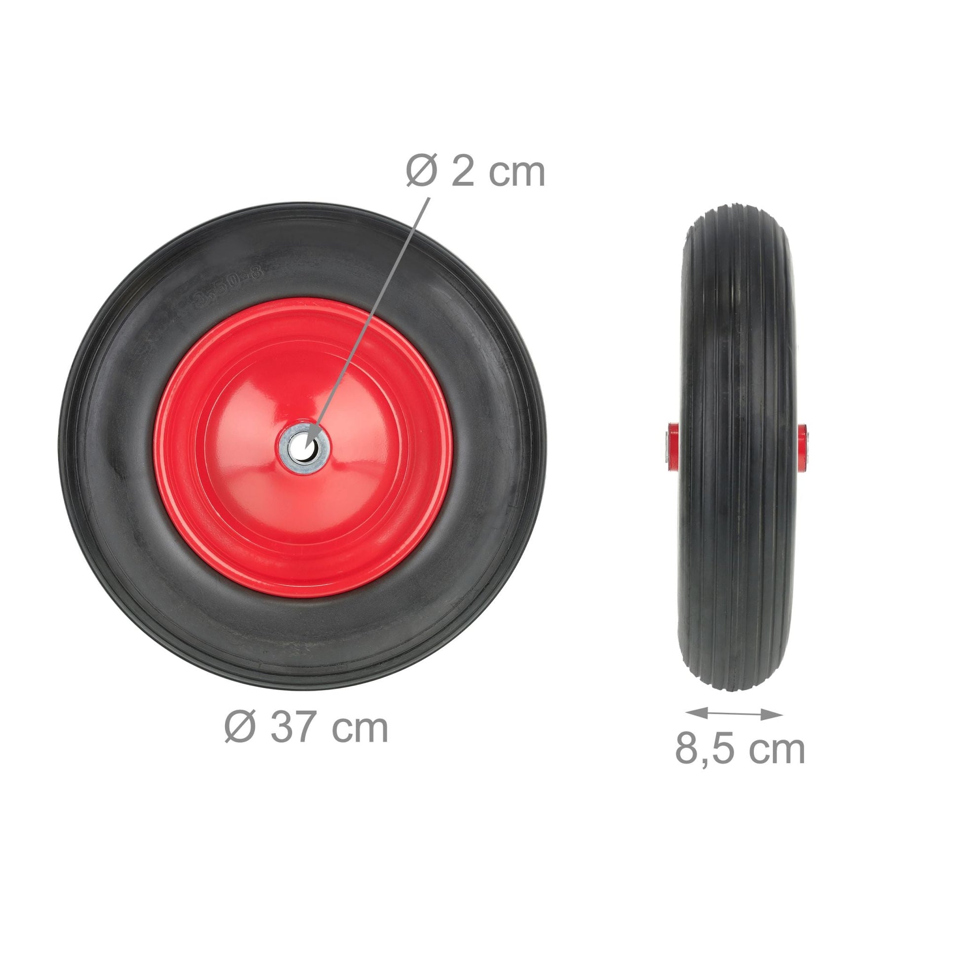 Schubkarrenrad PU 3.50-8 Rot-Schwarz von Relaxdays