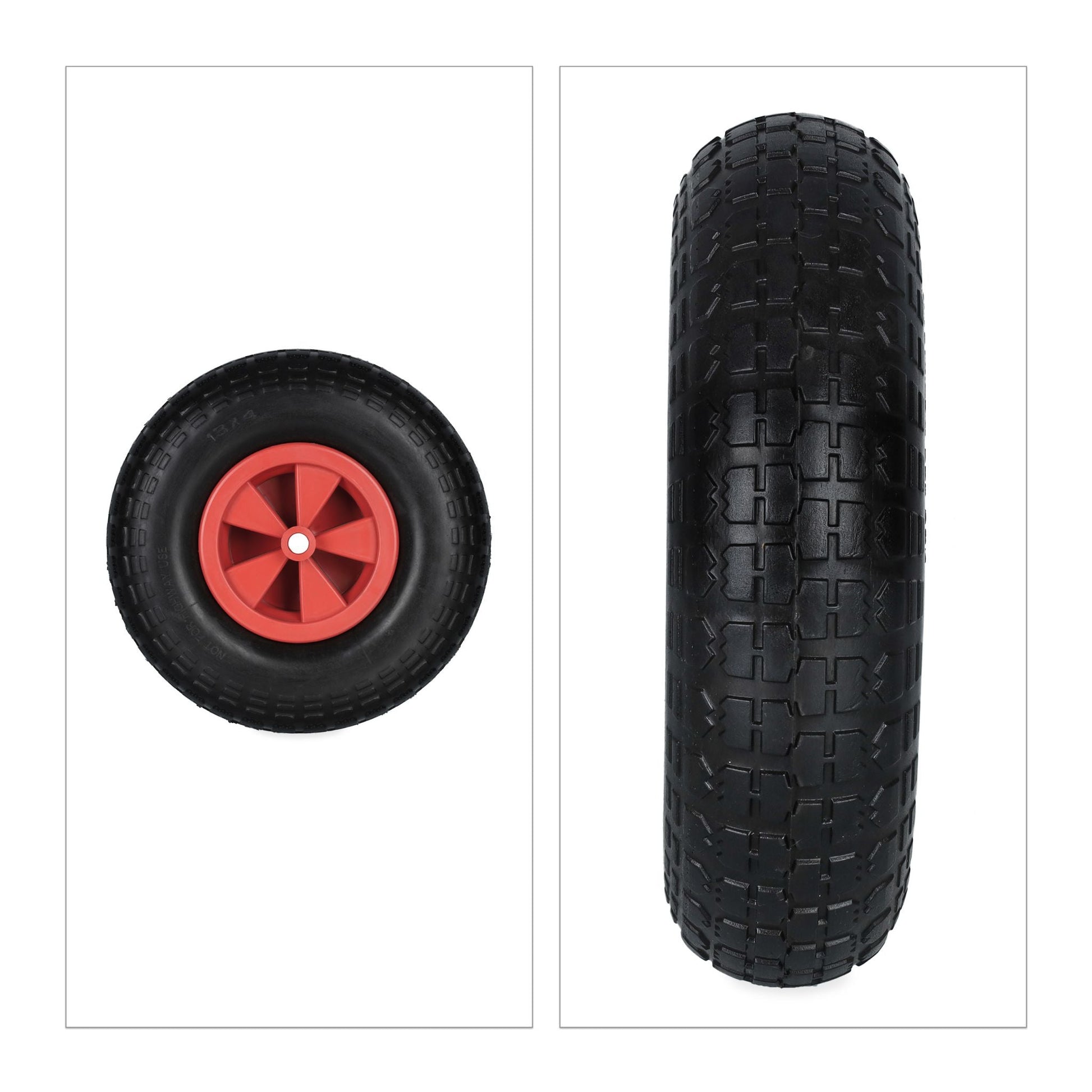 Schubkarrenrad 4.00-6 in Schwarz/Rot Rot-Schwarz von Relaxdays