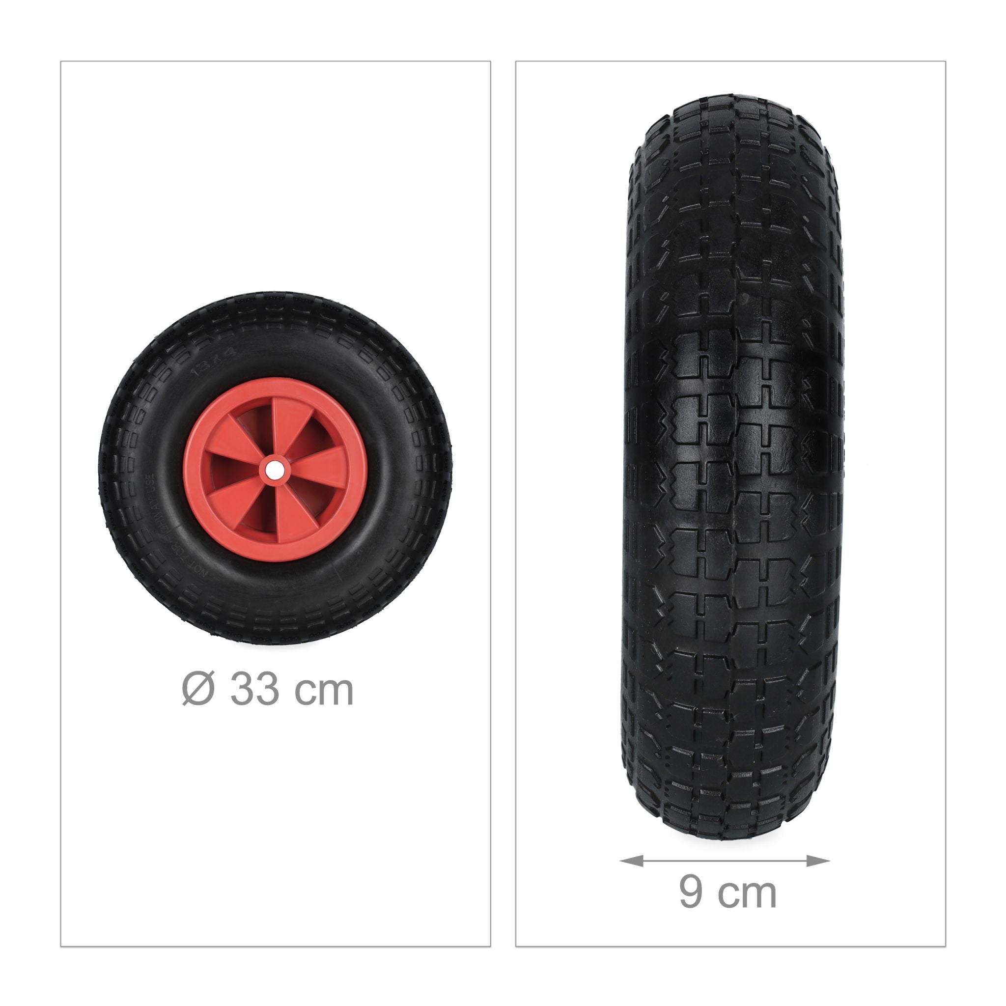 Schubkarrenrad 4.00-6 in Schwarz/Rot Rot-Schwarz von Relaxdays