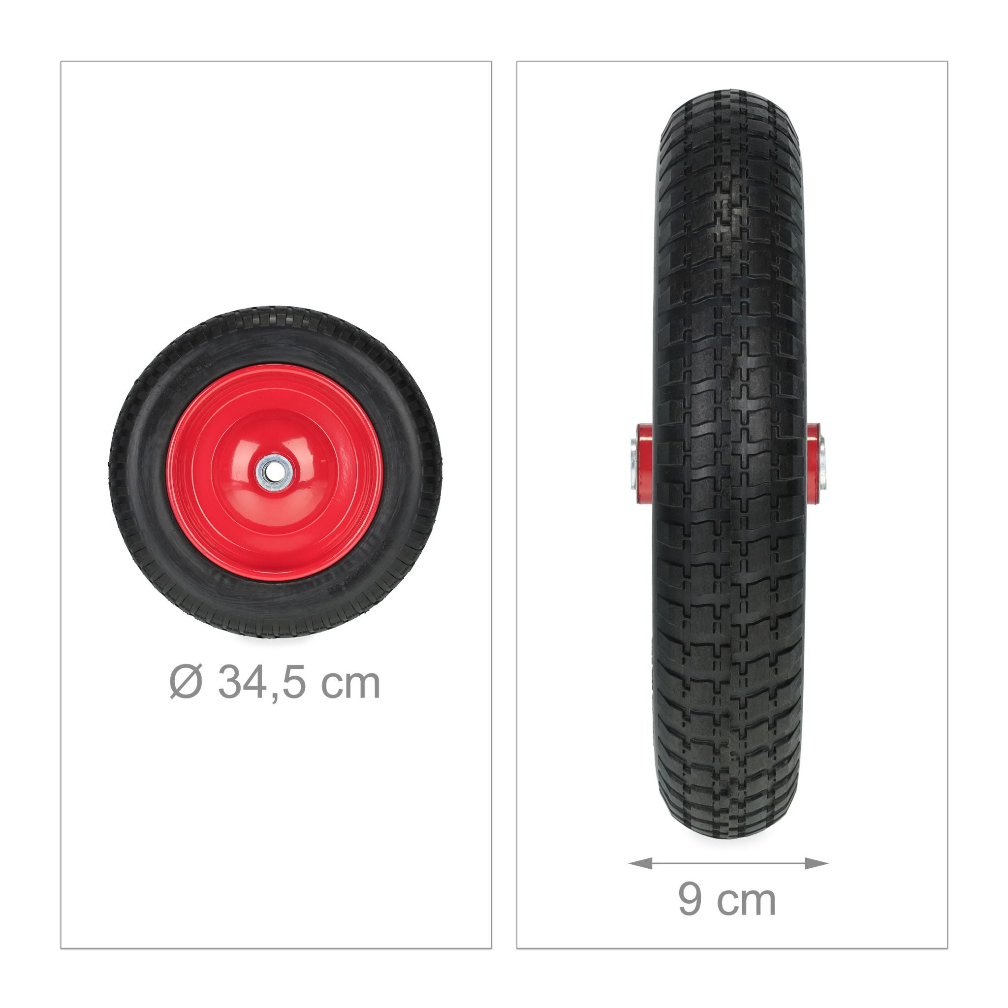 Schubkarrenrad 3.00-8 Rot-Schwarz von Relaxdays