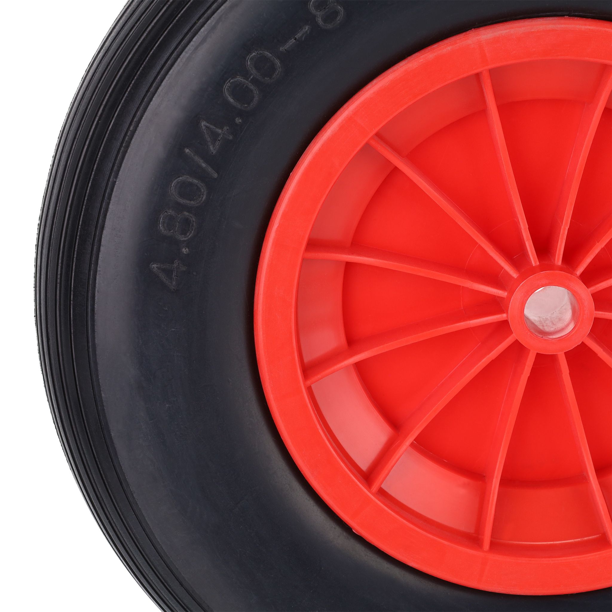 Schubkarrenrad PU 4.80/4.00-8 Rot-Schwarz von Relaxdays