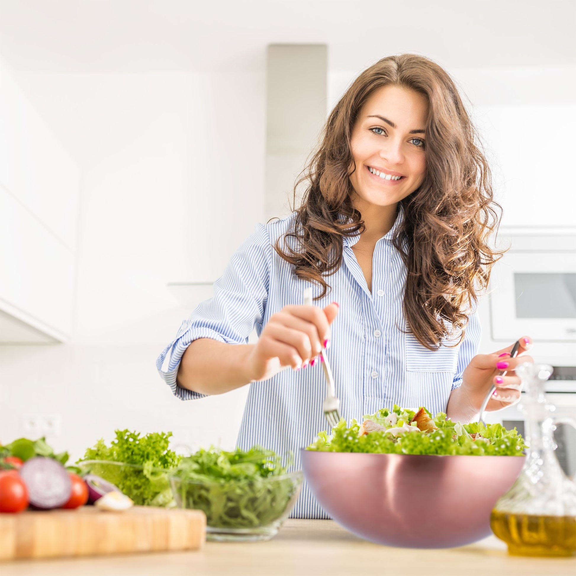 Salatschüssel Edelstahl Kupfer von Relaxdays