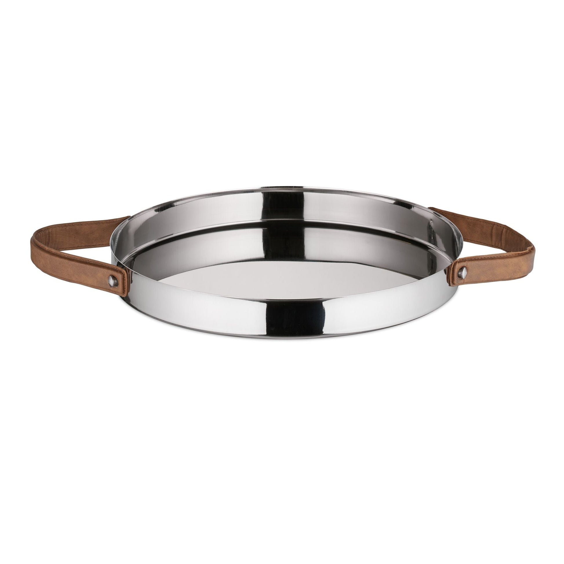 Rundes Serviertablett Braun-Silber von Relaxdays