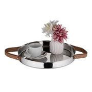 Rundes Serviertablett Braun-Silber von Relaxdays