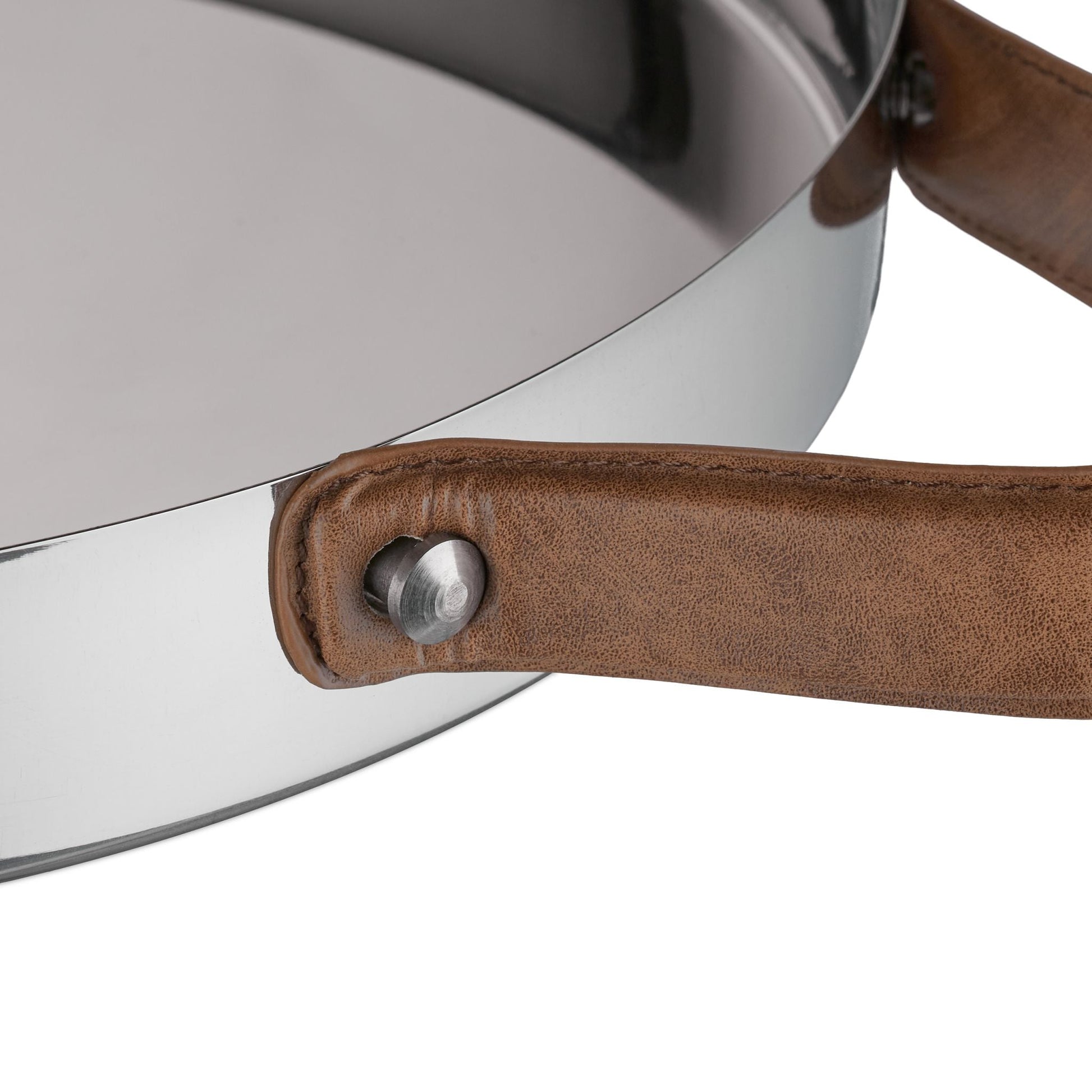 Rundes Serviertablett Braun-Silber von Relaxdays
