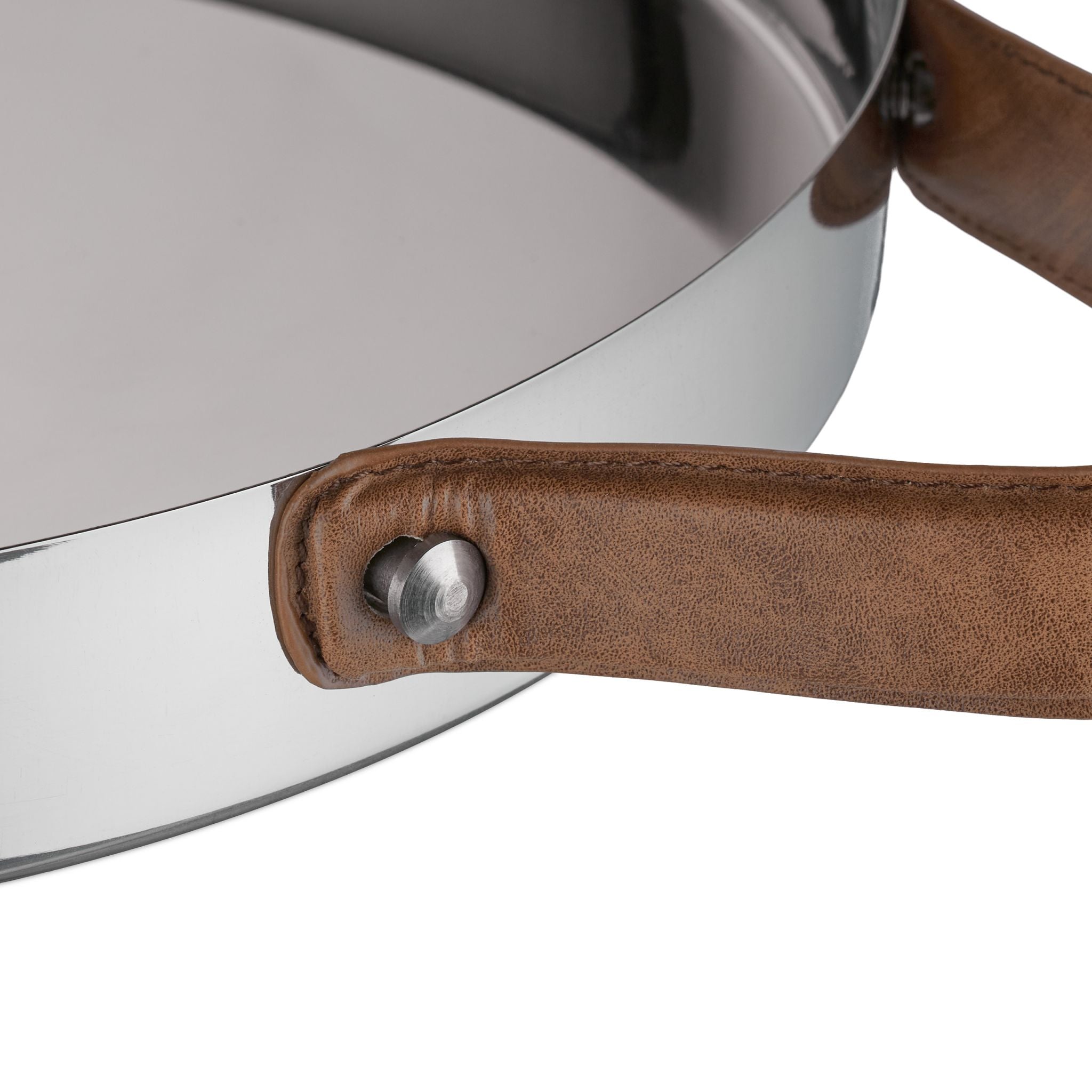 Rundes Serviertablett Braun-Silber von Relaxdays