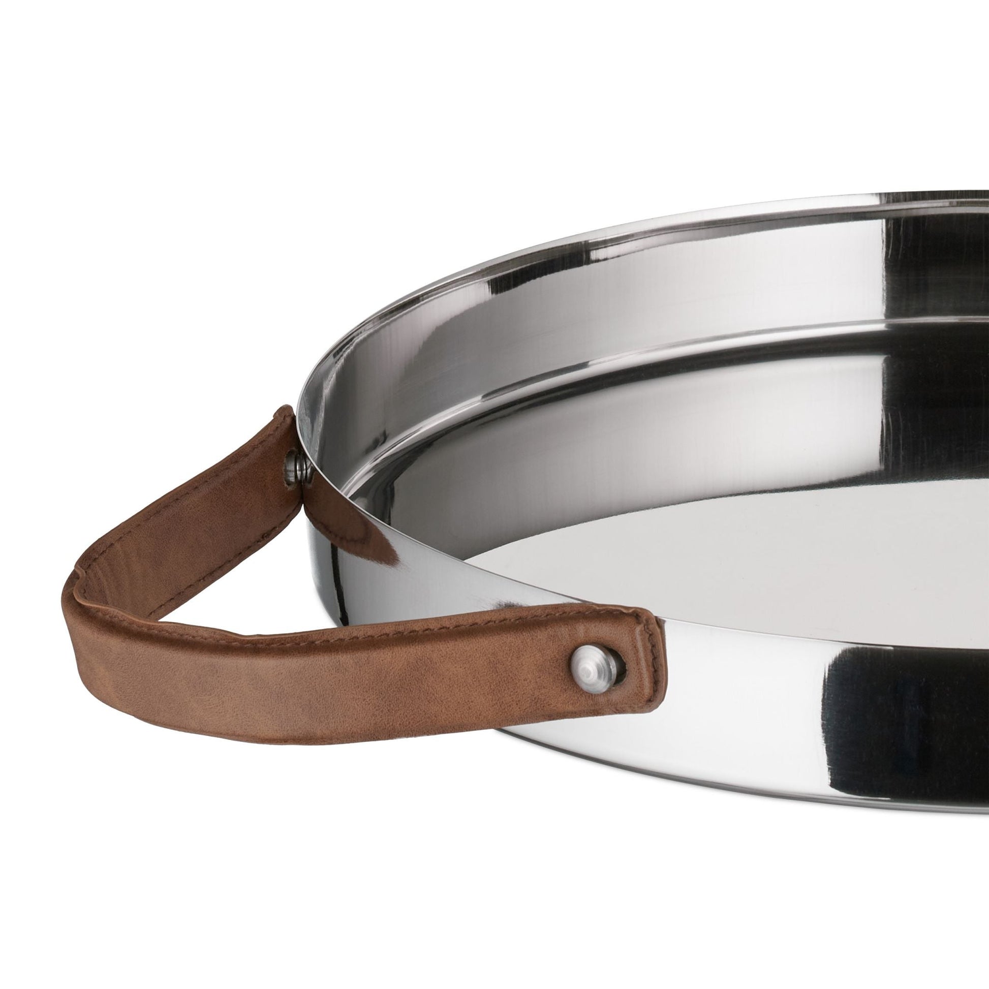 Rundes Serviertablett Braun-Silber von Relaxdays