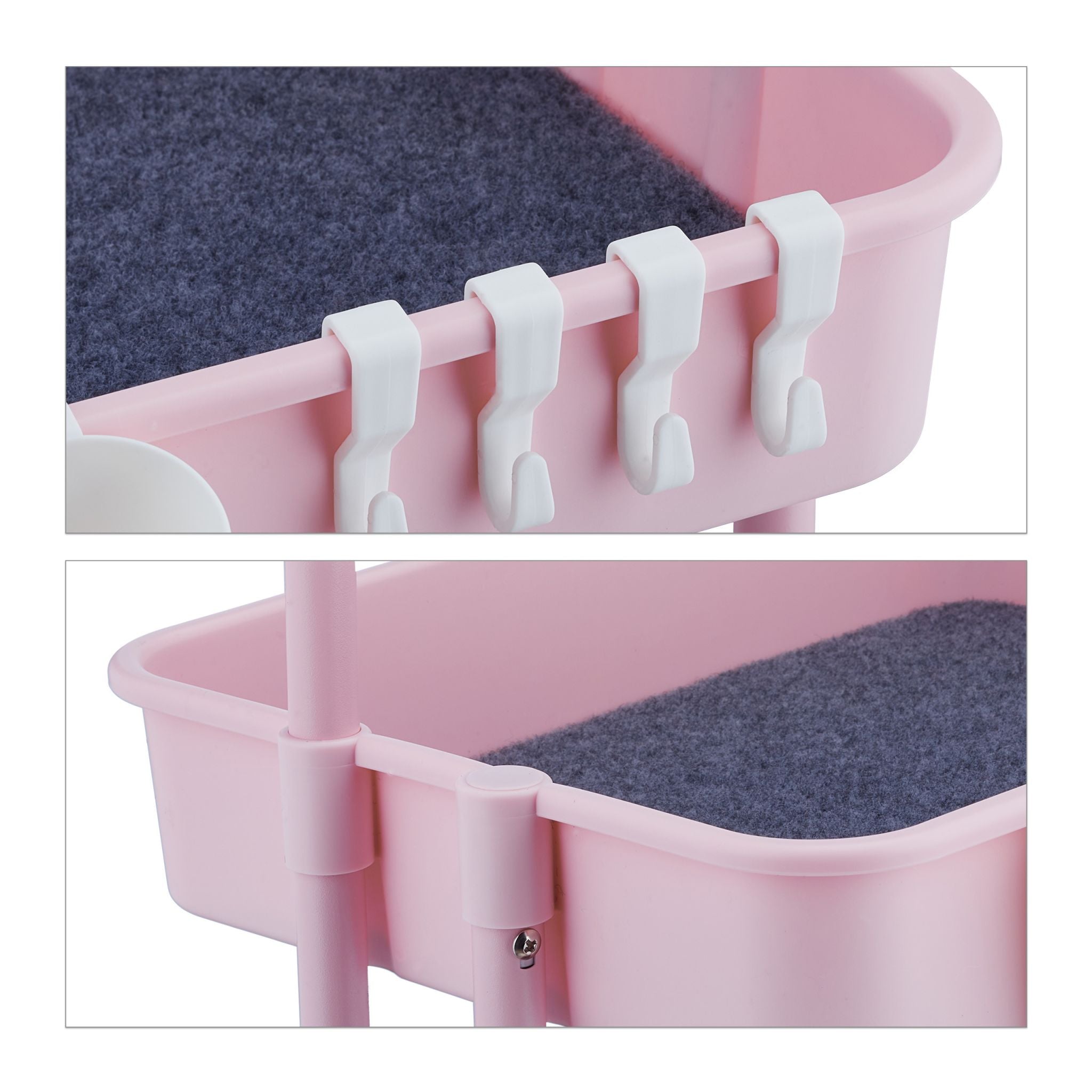Rollwagen mit 3 Etagen Weiss-Rosa von Relaxdays