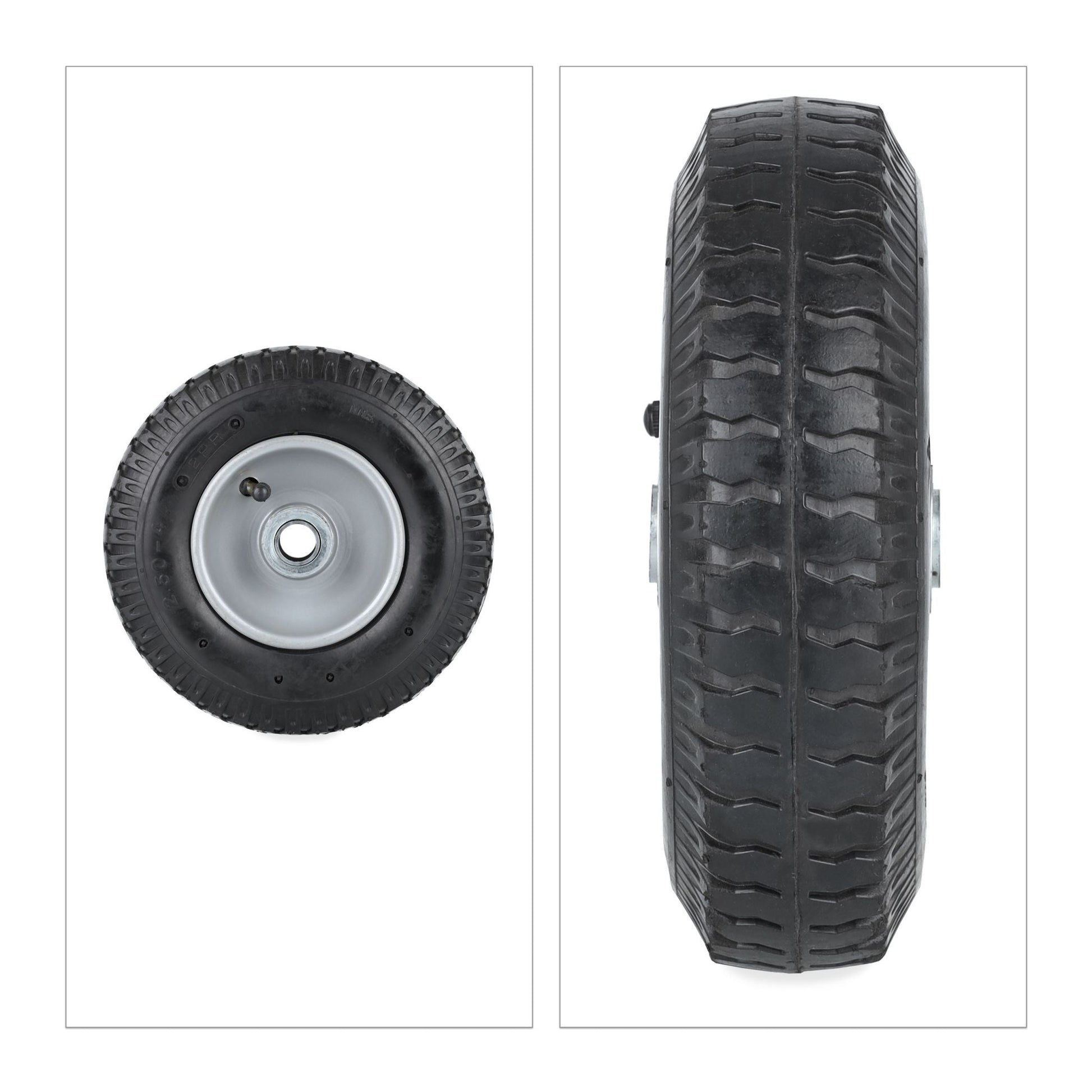 Schubkarrenrad 2.50-4 2er-Set Schwarz-Silber von Relaxdays