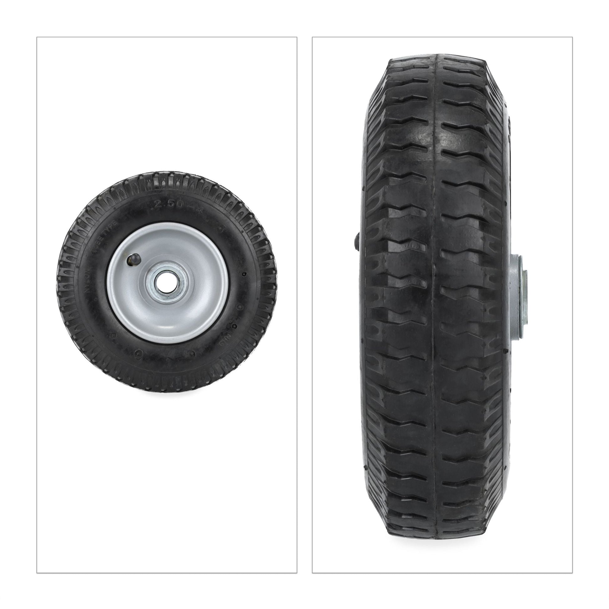 Schubkarrenrad 2.50-4 2er-Set Schwarz-Silber von Relaxdays