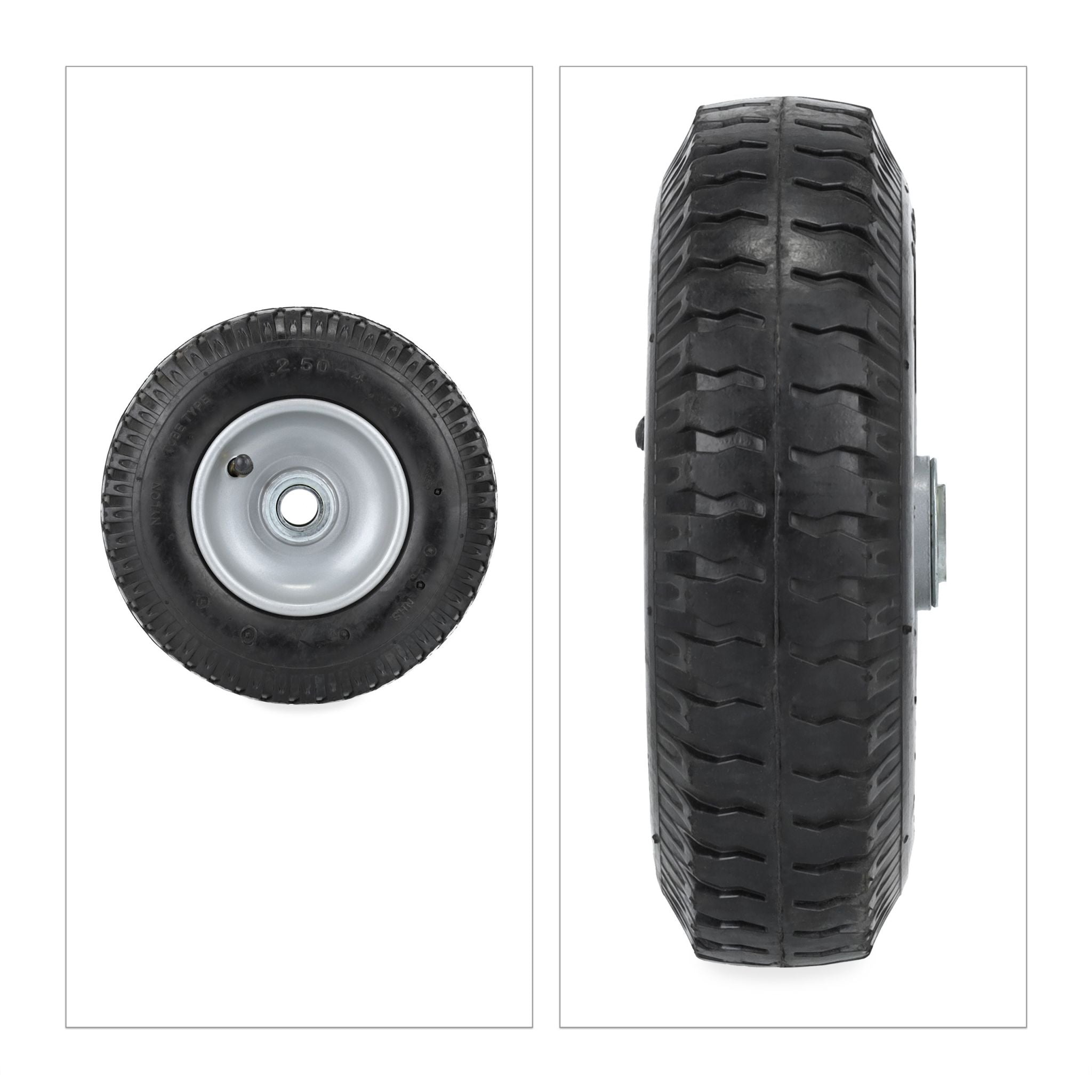 Schubkarrenrad 2.50-4 2er-Set Schwarz-Silber von Relaxdays
