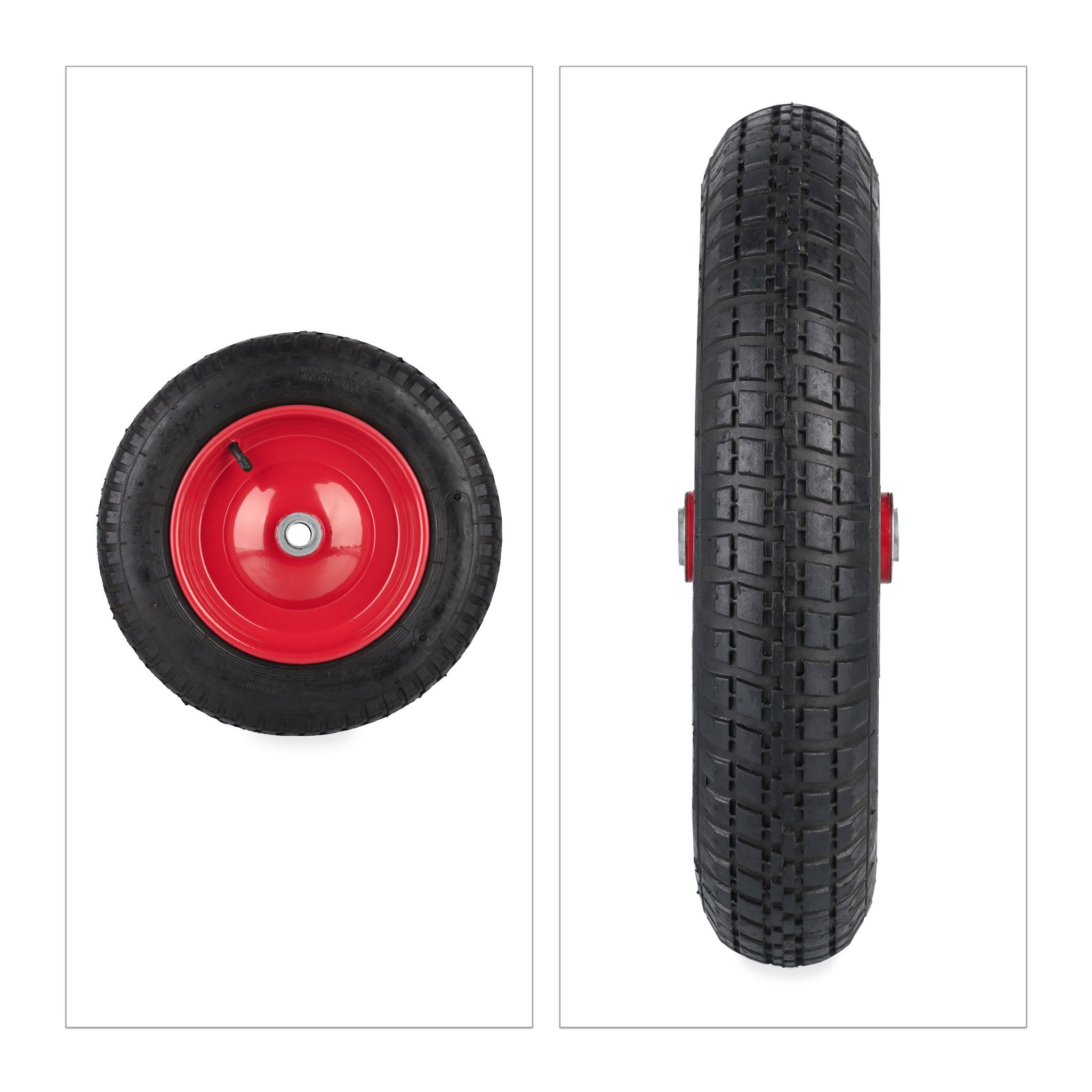 Schubkarrenrad 3.00-8 luftbereift Rot-Schwarz von Relaxdays