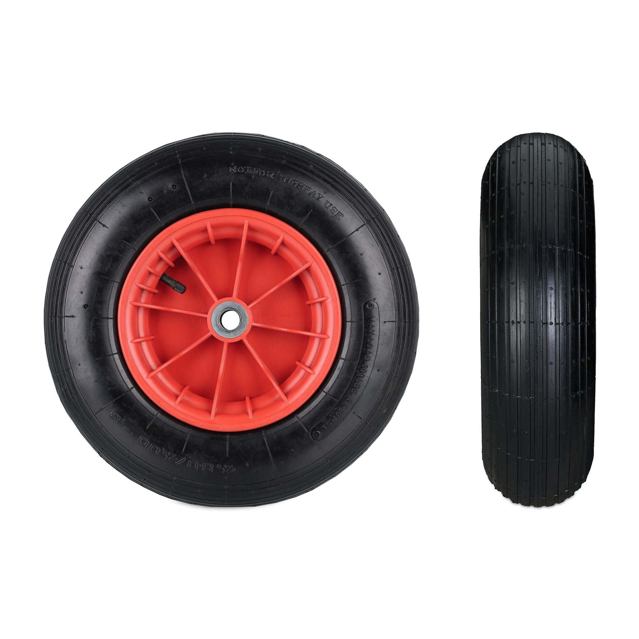 Schubkarrenrad 4.80/4.00-8 luftbereift Rot-Schwarz von Relaxdays