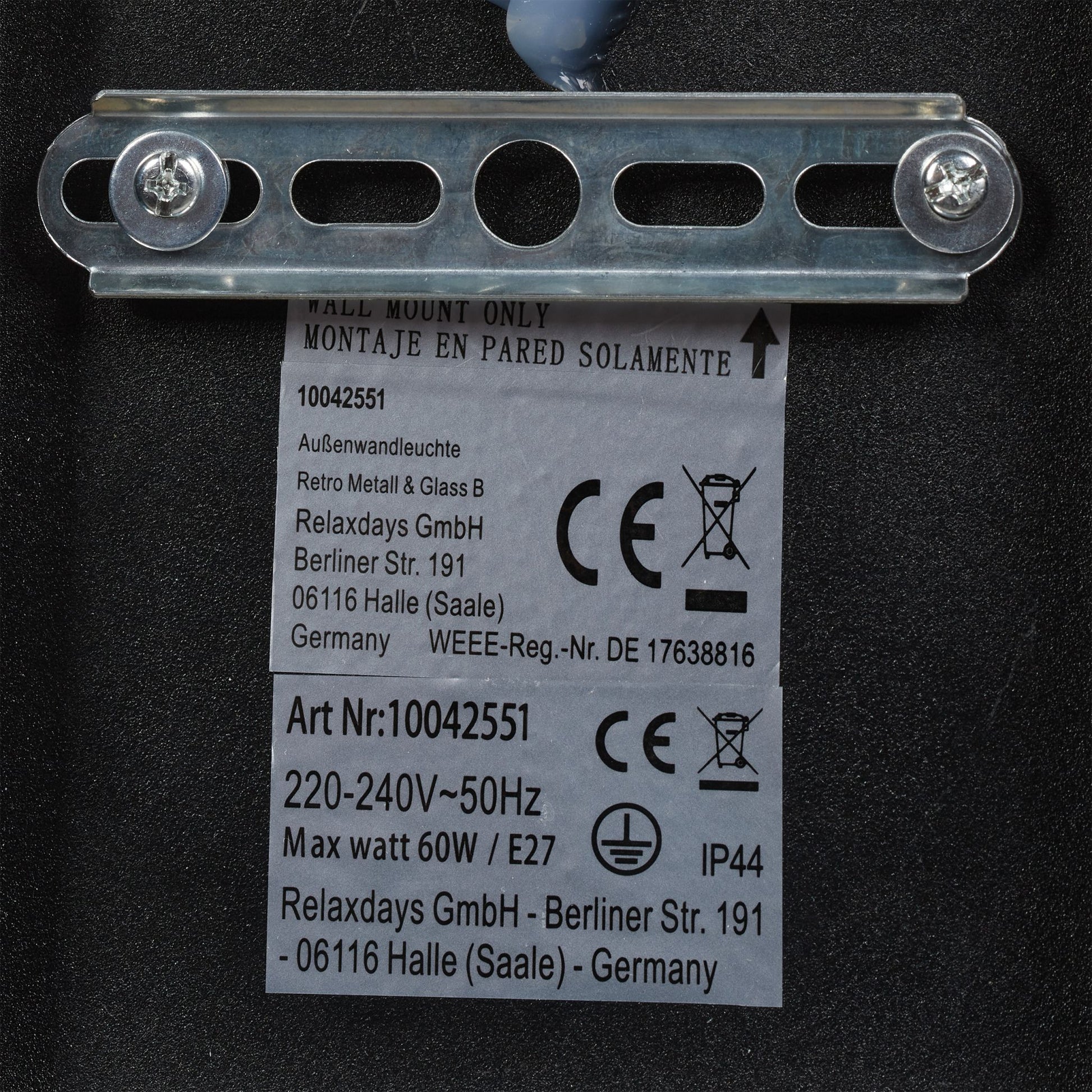 Aussenlampe für die Wand Weiss-Schwarz von Relaxdays