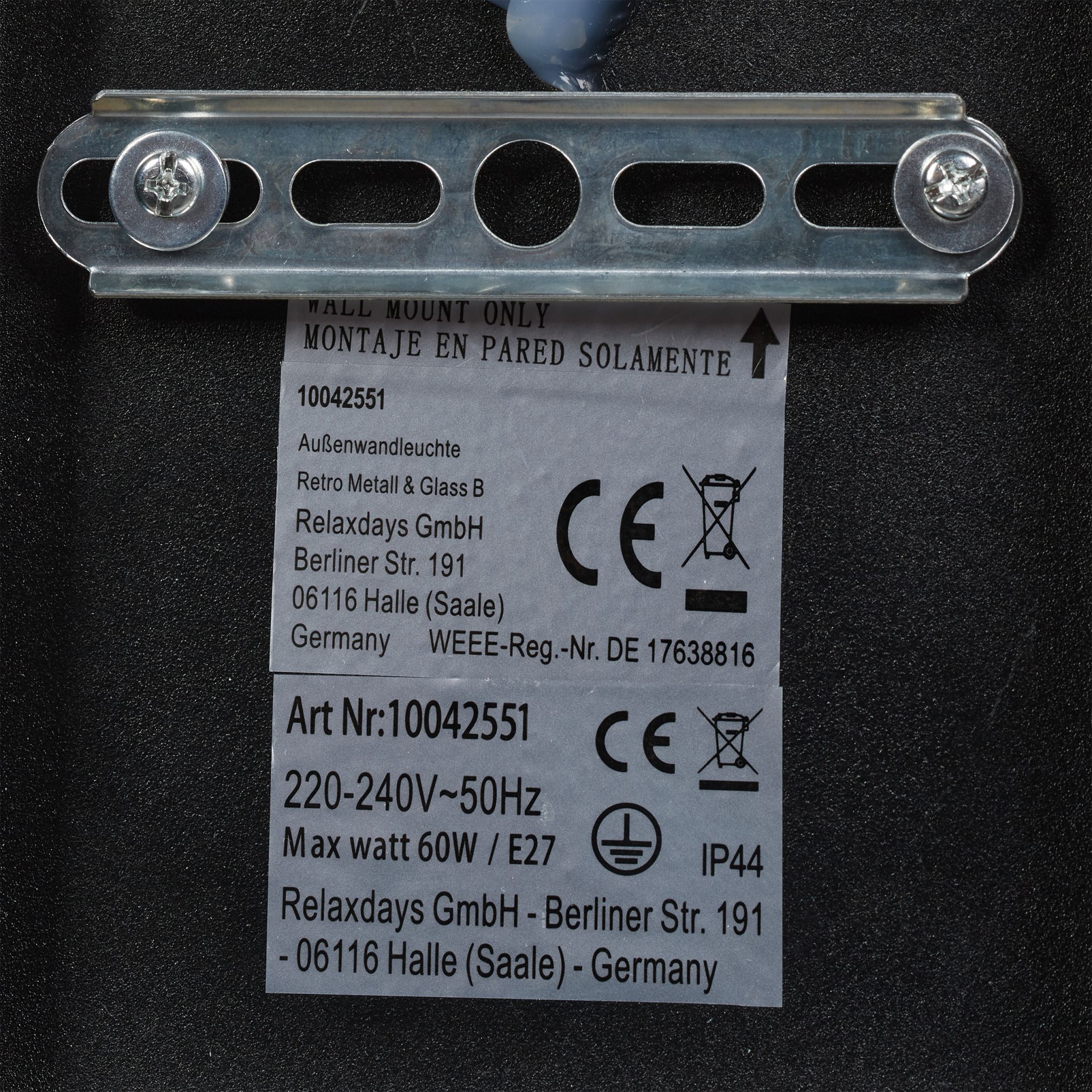 Aussenlampe für die Wand Weiss-Schwarz von Relaxdays
