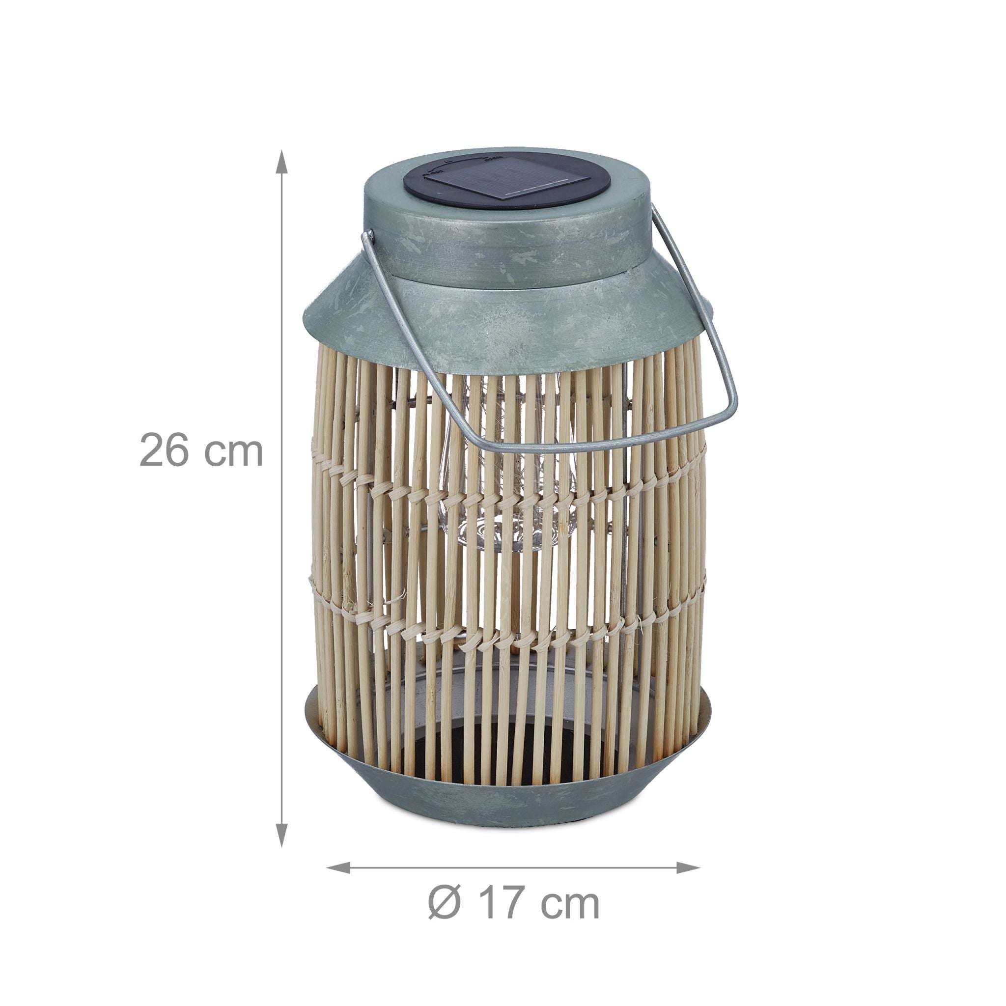 Solarlampe Rattan & Metall Hellbraun-Silber von Relaxdays