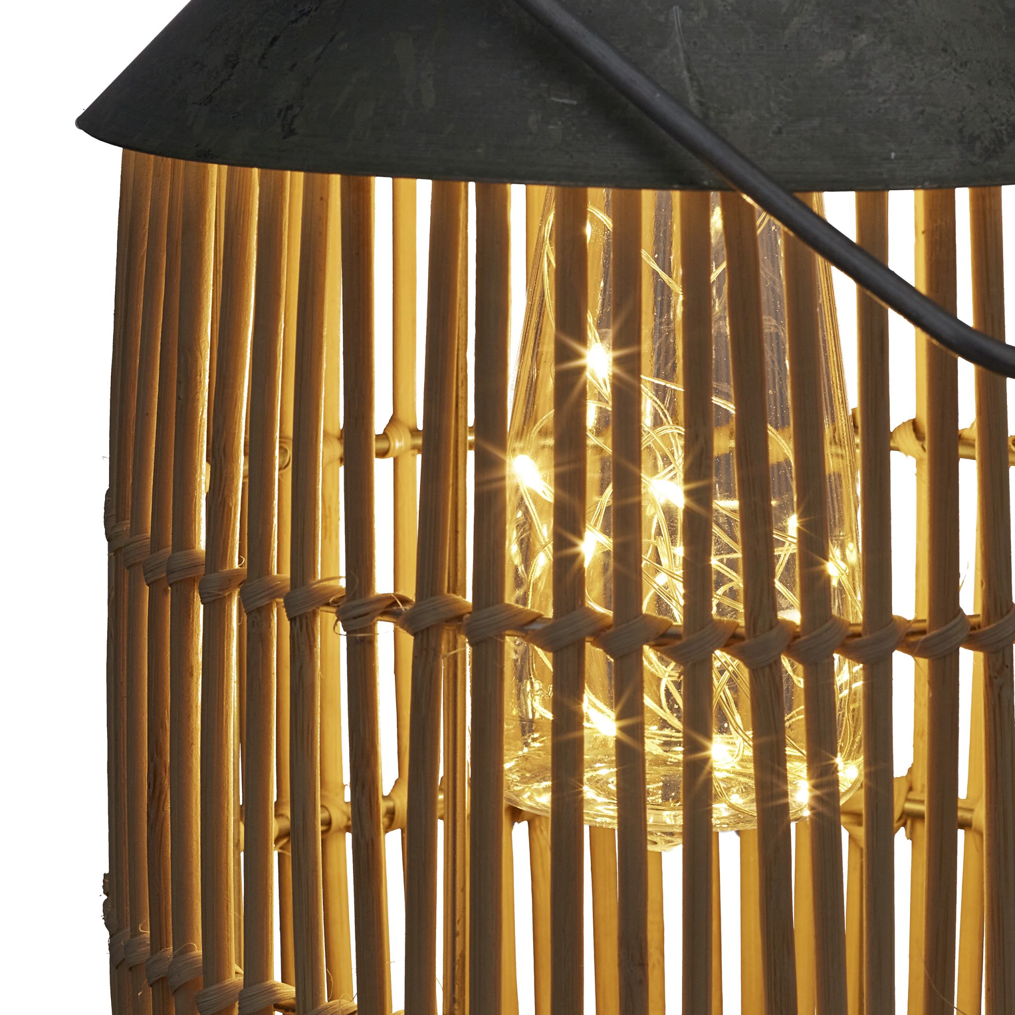 Solarlampe Rattan & Metall Hellbraun-Silber von Relaxdays