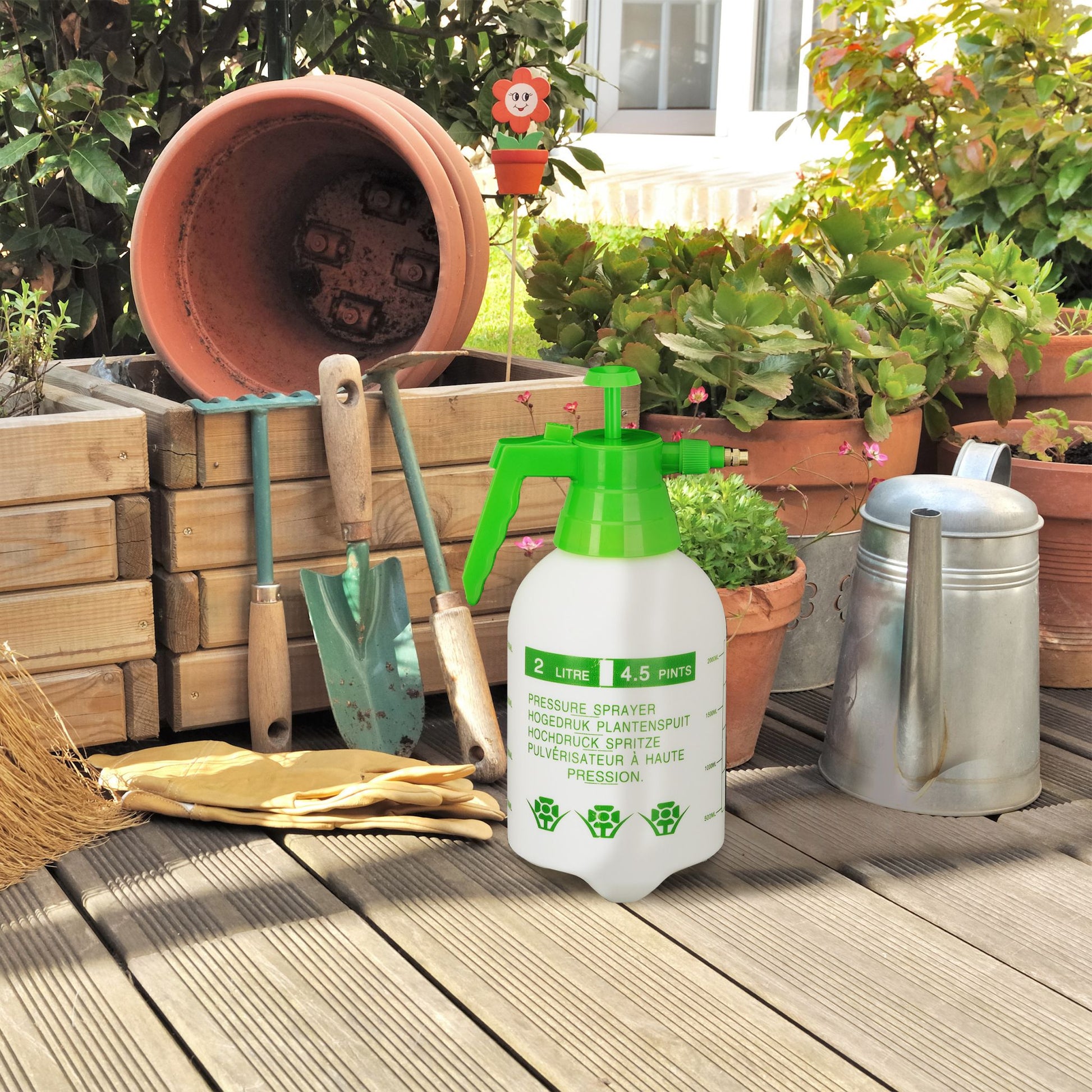 Drucksprüher 2 Liter grün Weiss-Grün von Relaxdays