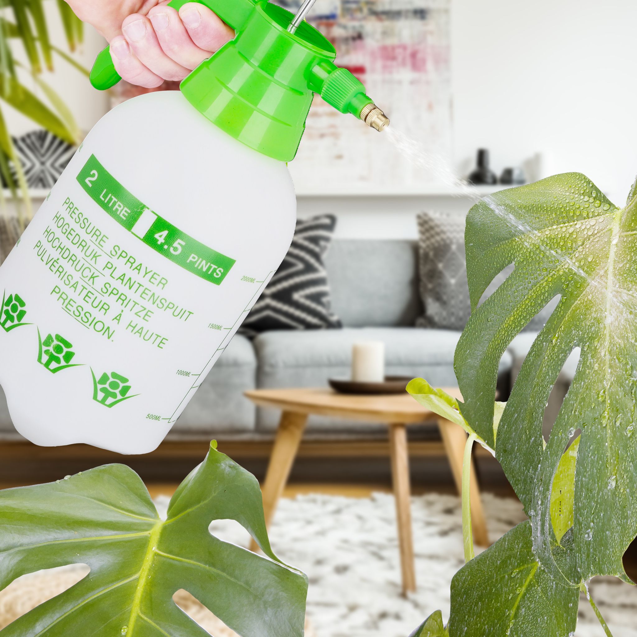 Drucksprüher 2 Liter grün Weiss-Grün von Relaxdays