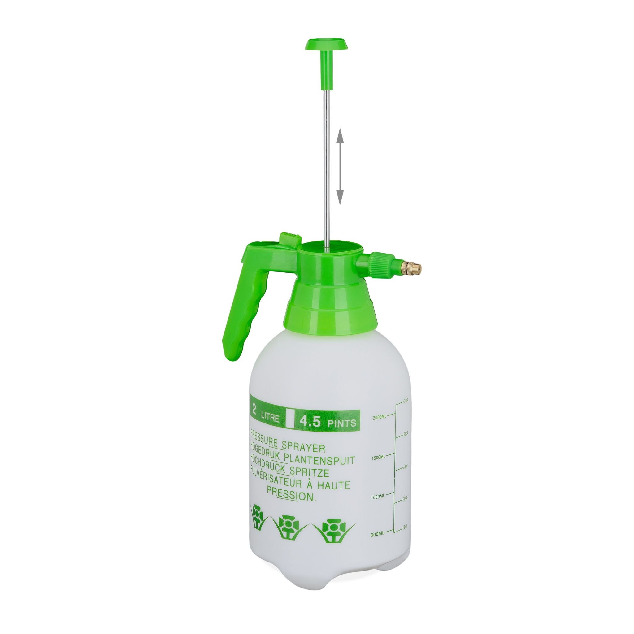 Drucksprüher 2 Liter grün Weiss-Grün von Relaxdays