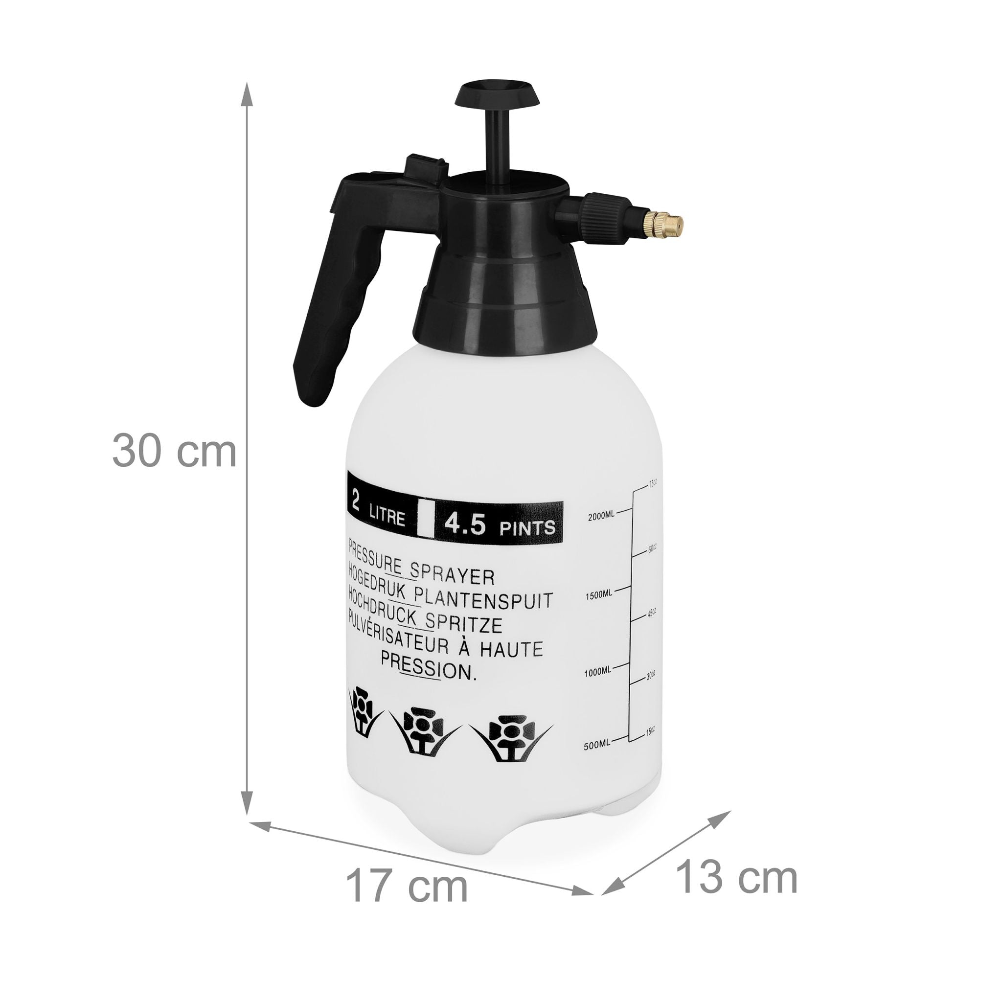 Drucksprüher 2 Liter schwarz Weiss-Schwarz von Relaxdays