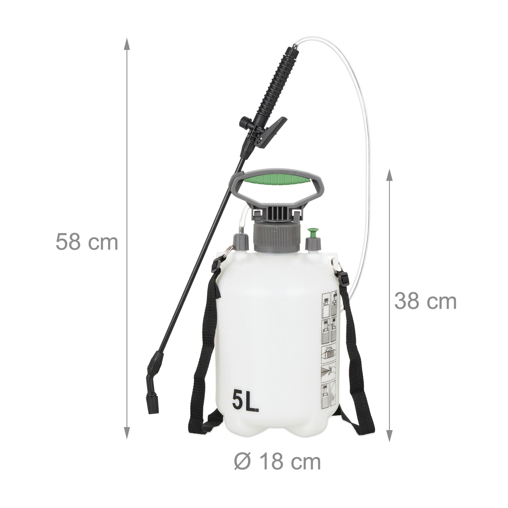 Drucksprüher 5 l Weiss-Schwarz-Grau von Relaxdays