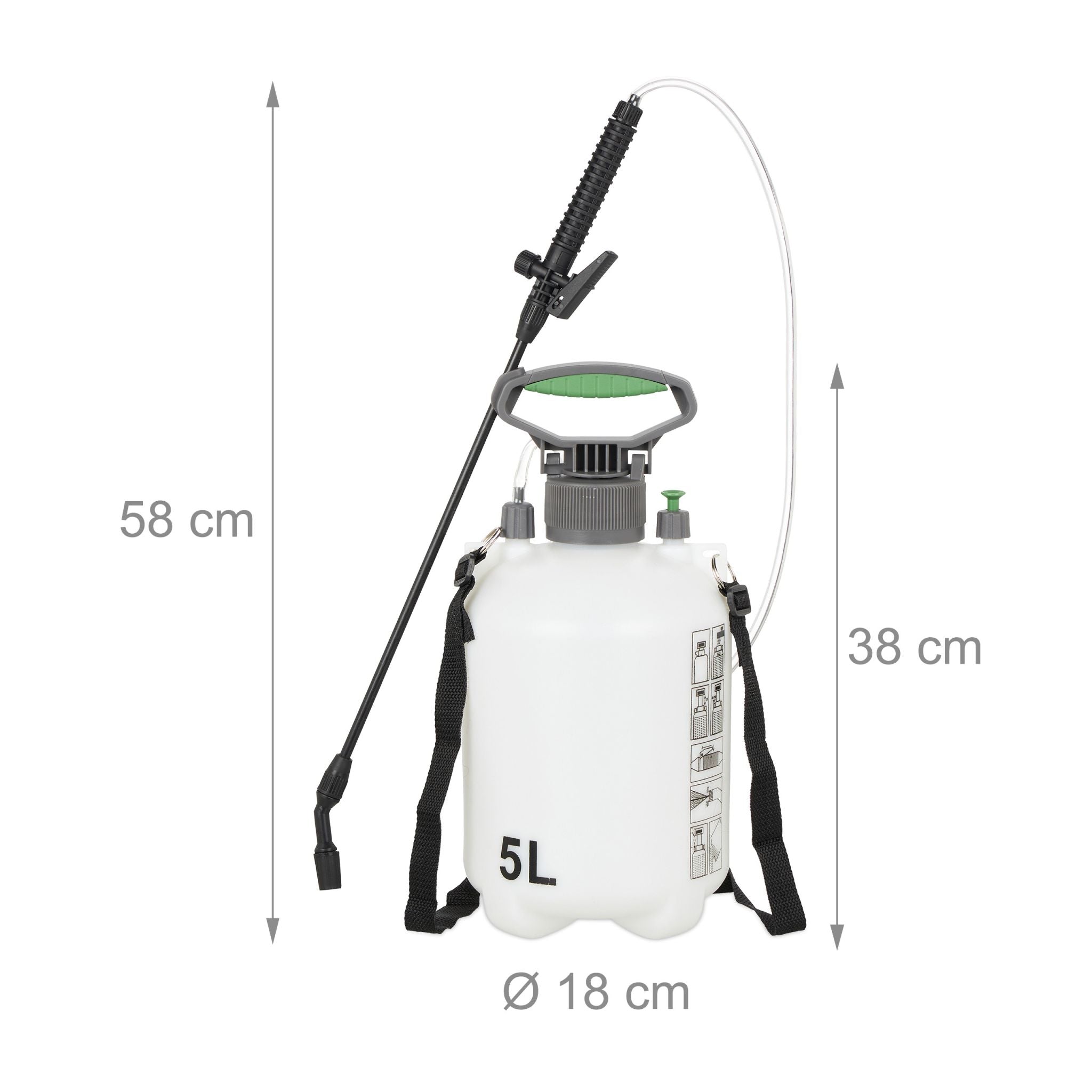 Drucksprüher 5 l Weiss-Schwarz-Grau von Relaxdays