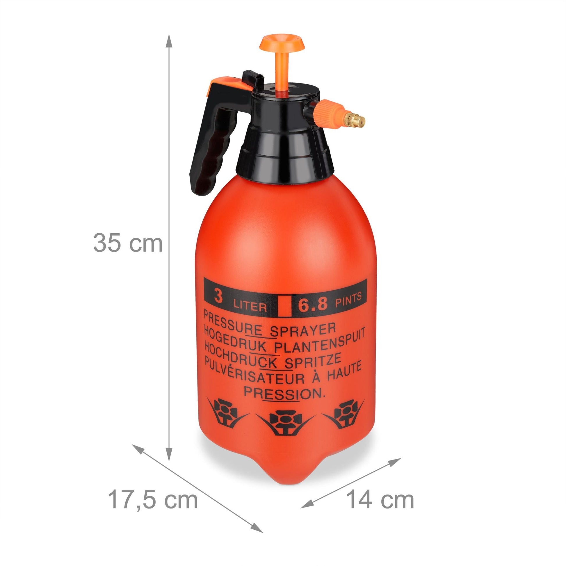 Drucksprüher 3 Liter orange Orange-Schwarz von Relaxdays