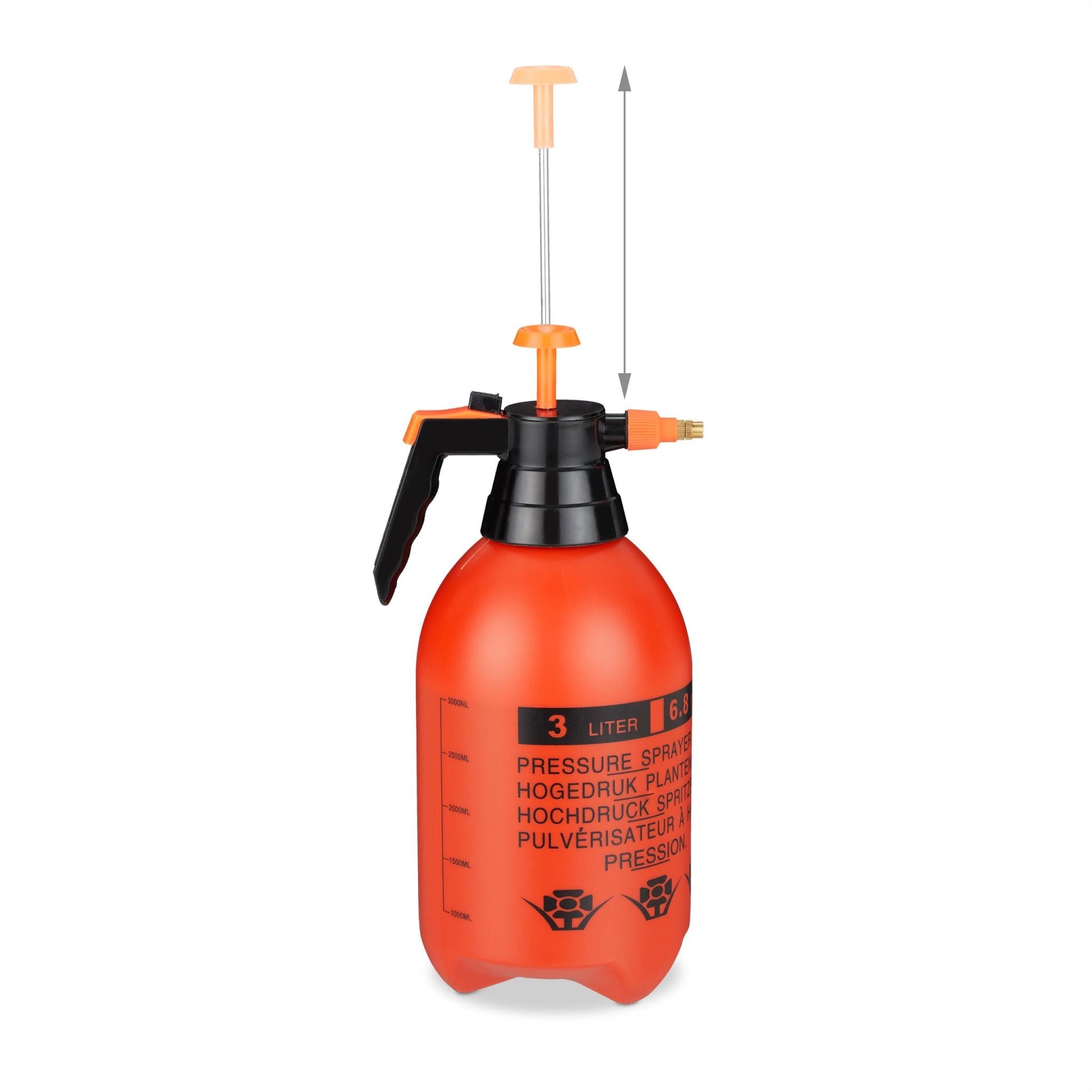Drucksprüher 3 Liter orange Orange-Schwarz von Relaxdays