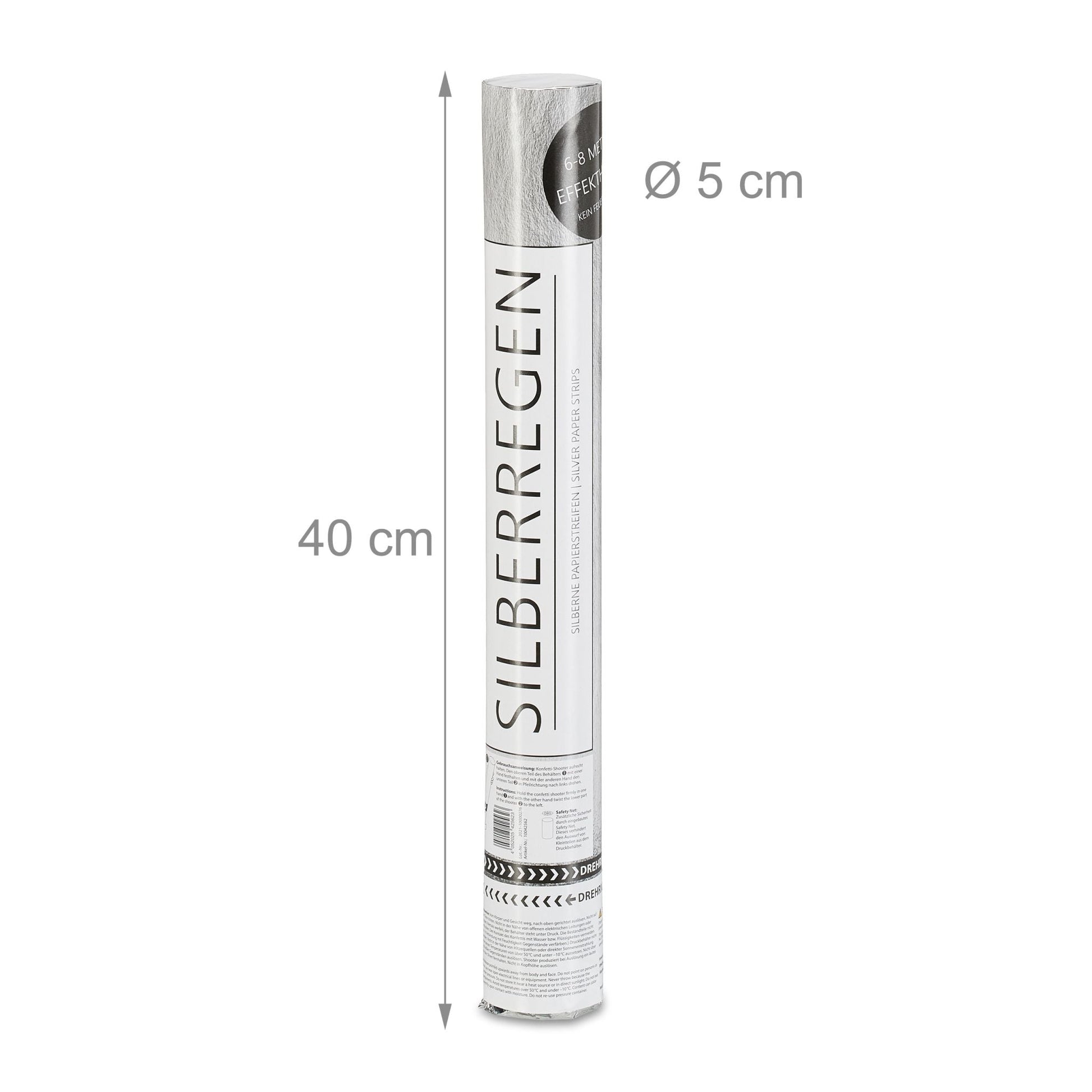Party Popper Silberregen 40cm Silber von Relaxdays