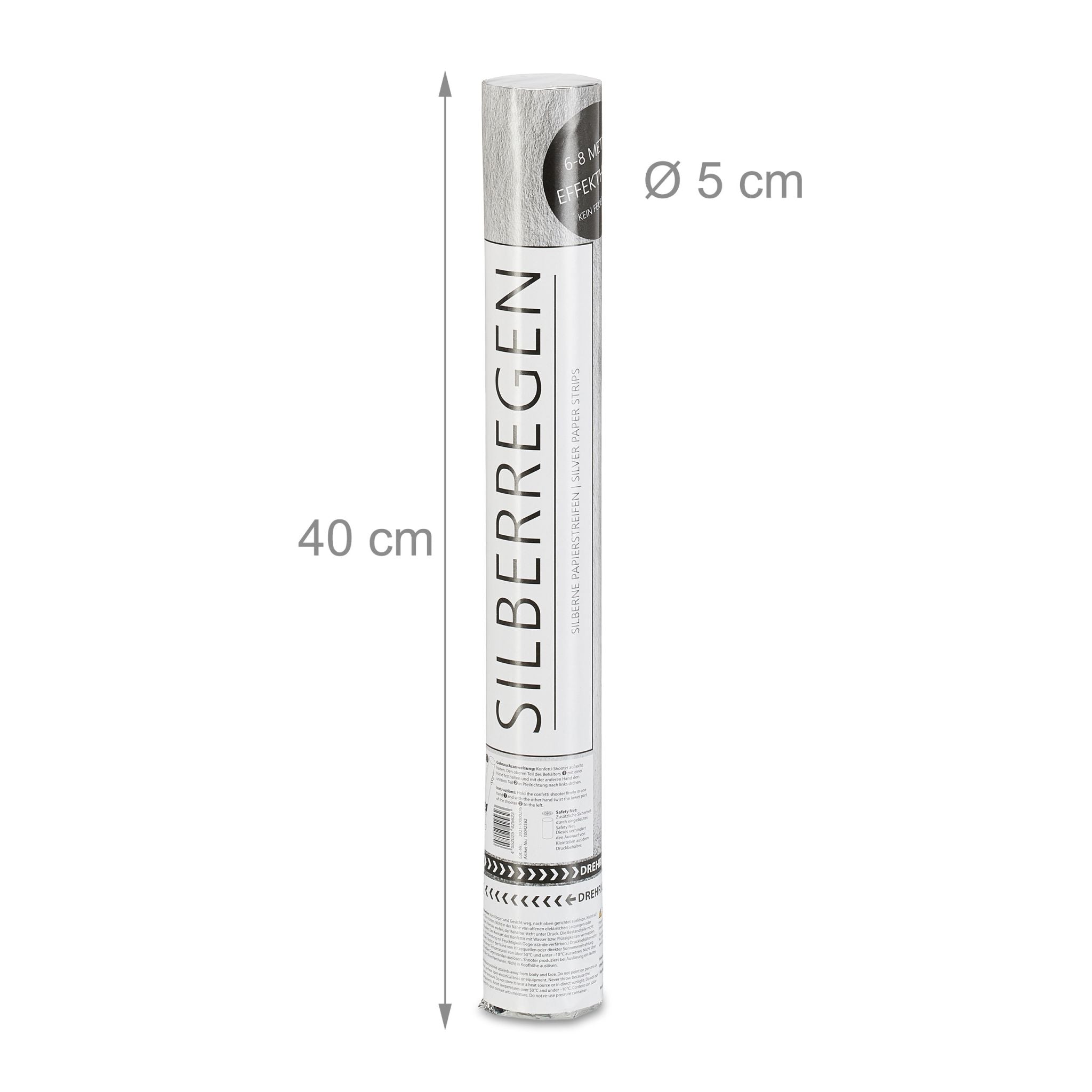 Party Popper Silberregen 40cm Silber von Relaxdays