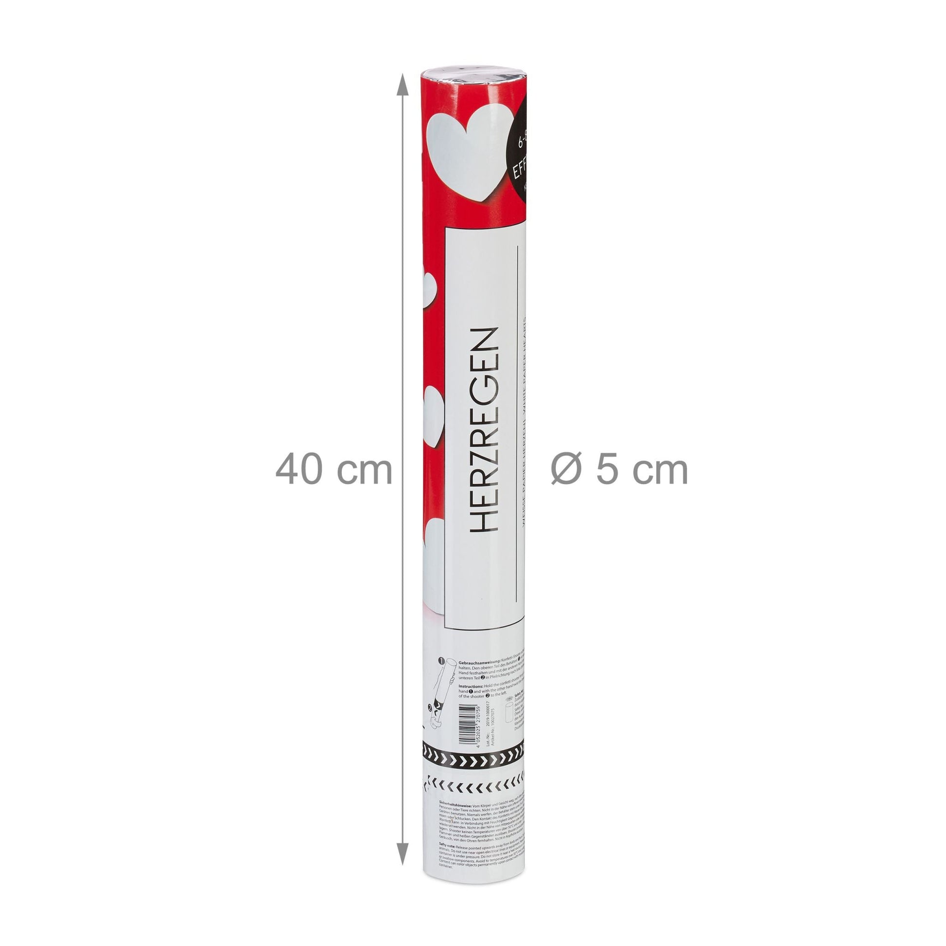 Party Popper Herzen 12er-Set Weiss von Relaxdays