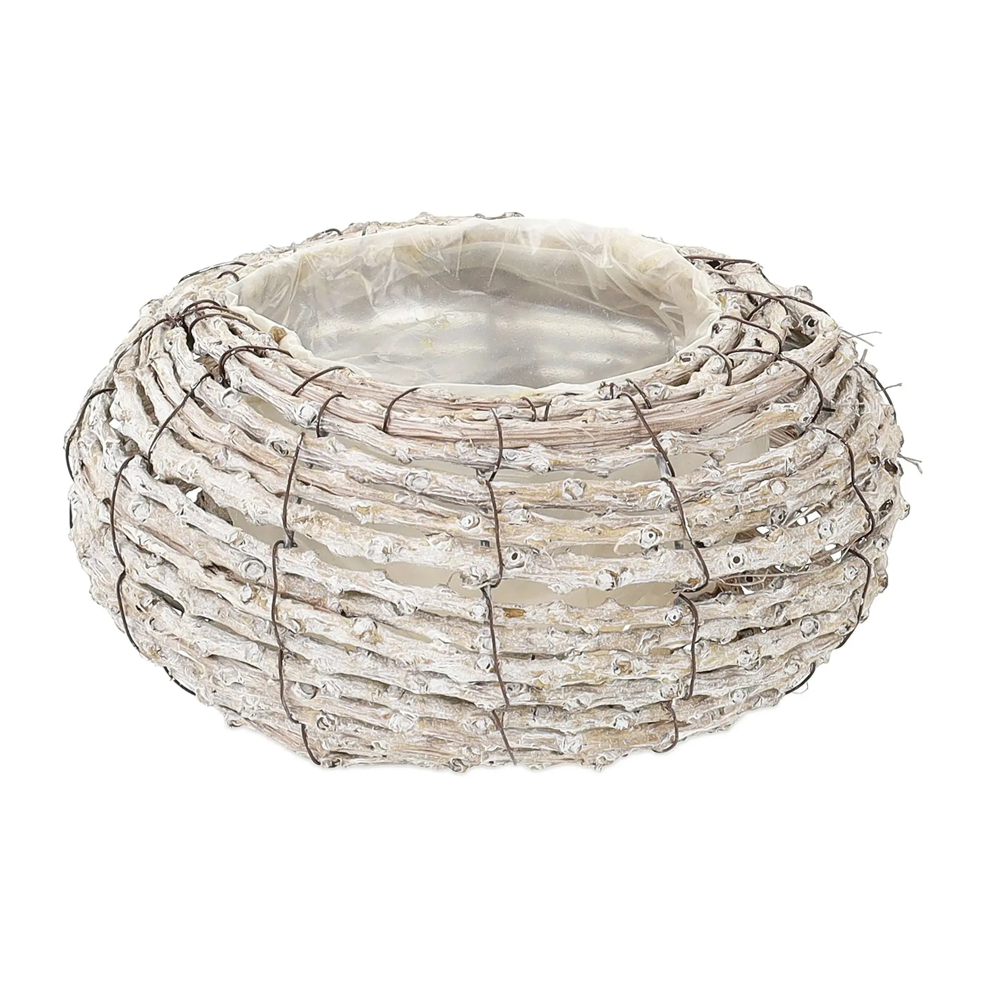 Runder Blumentopf 2er-Set Weiss-Hellbraun von Relaxdays