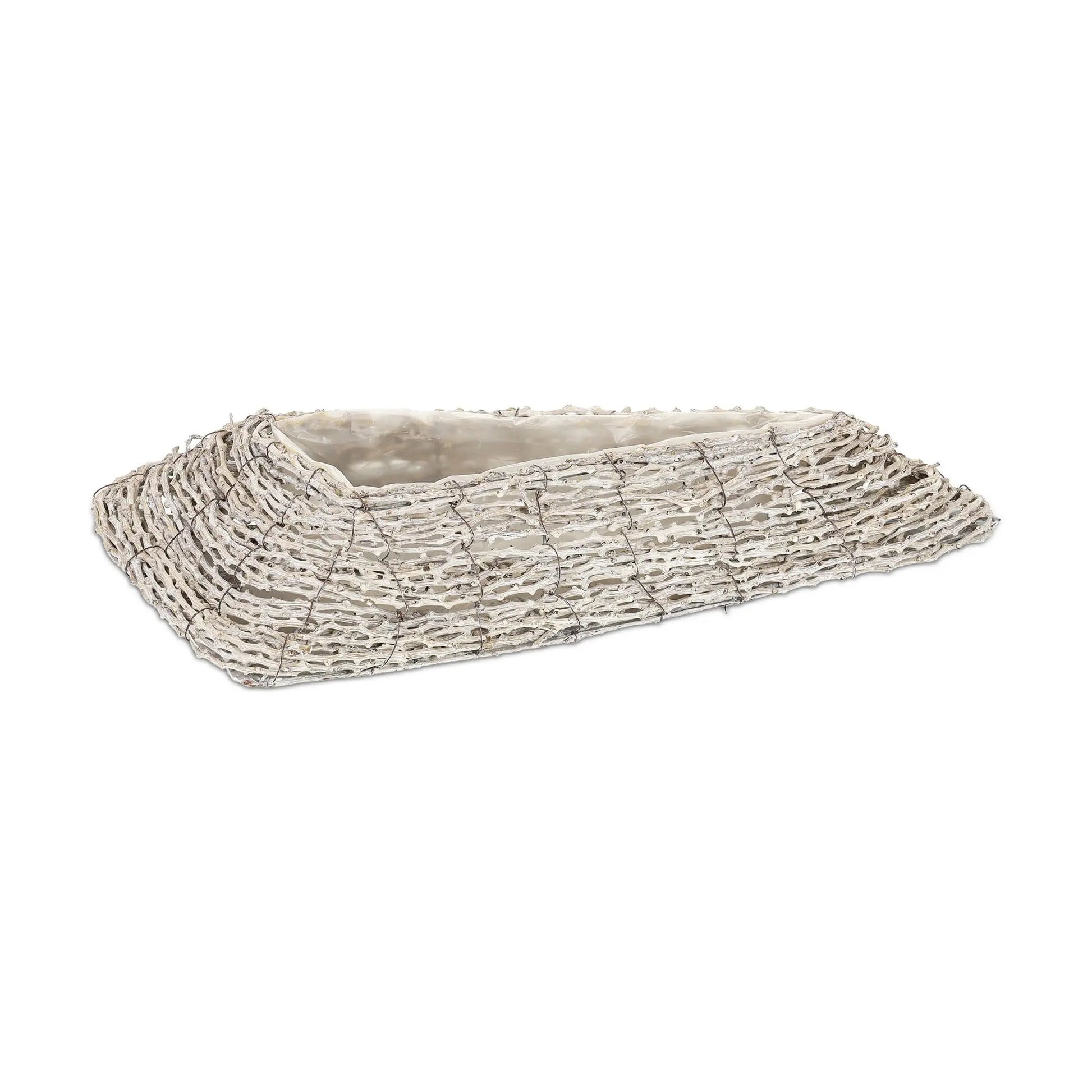 Dreieckiger Blumentopf 2er-Set Weiss-Hellbraun von Relaxdays