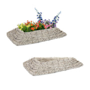Dreieckiger Blumentopf 2er-Set Weiss-Hellbraun von Relaxdays