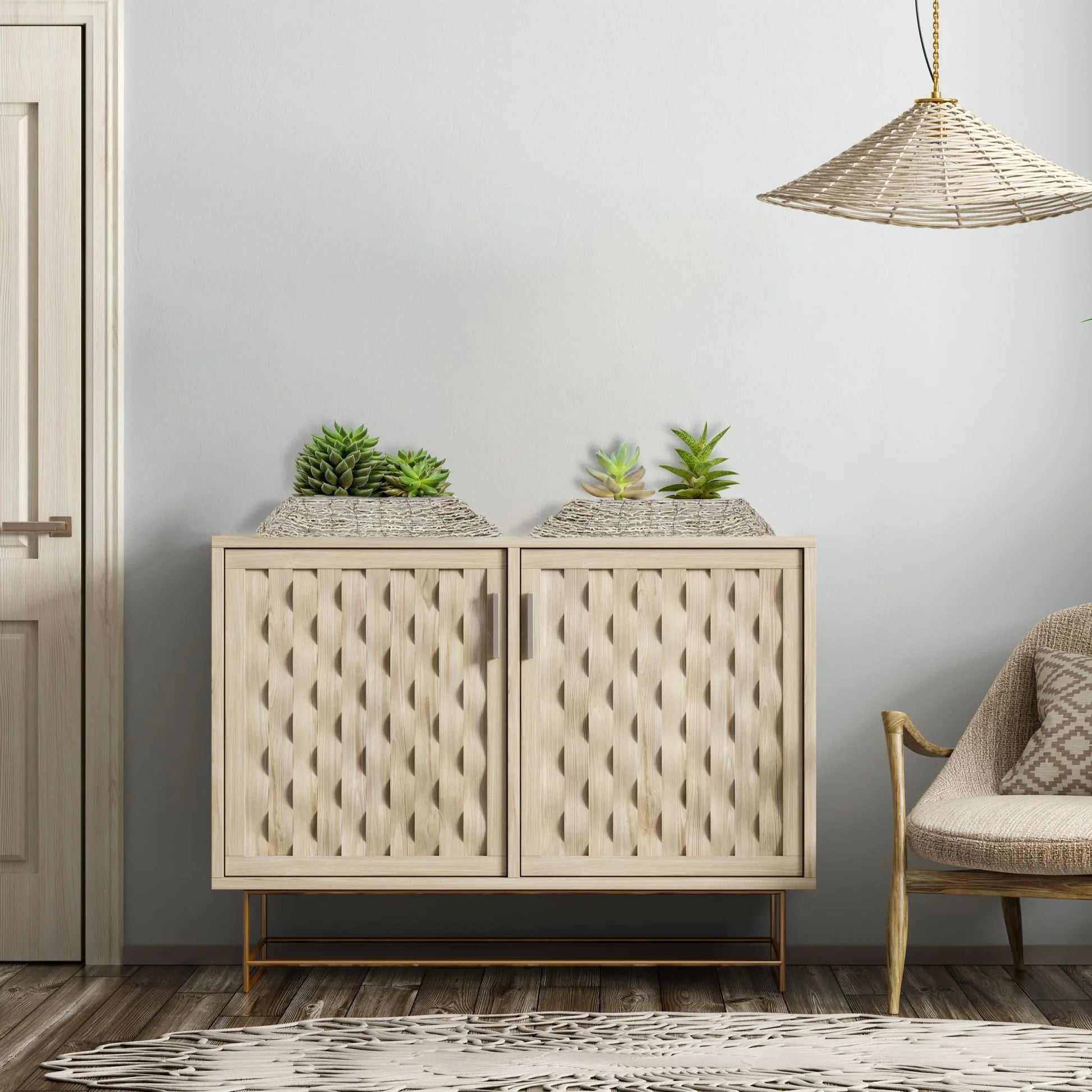 Dreieckiger Blumentopf 2er-Set Weiss-Hellbraun von Relaxdays
